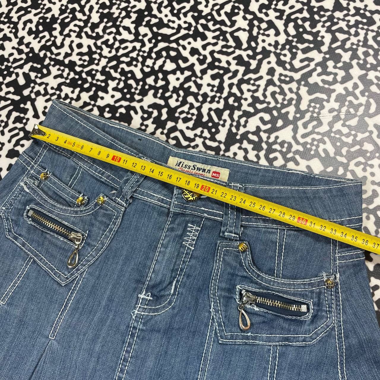Japanese Brand Vintage Y2K Japanese Denim Flared Midi Skirt Retro Style Size 28" / US 6 / IT 42 - 15 Thumbnail
