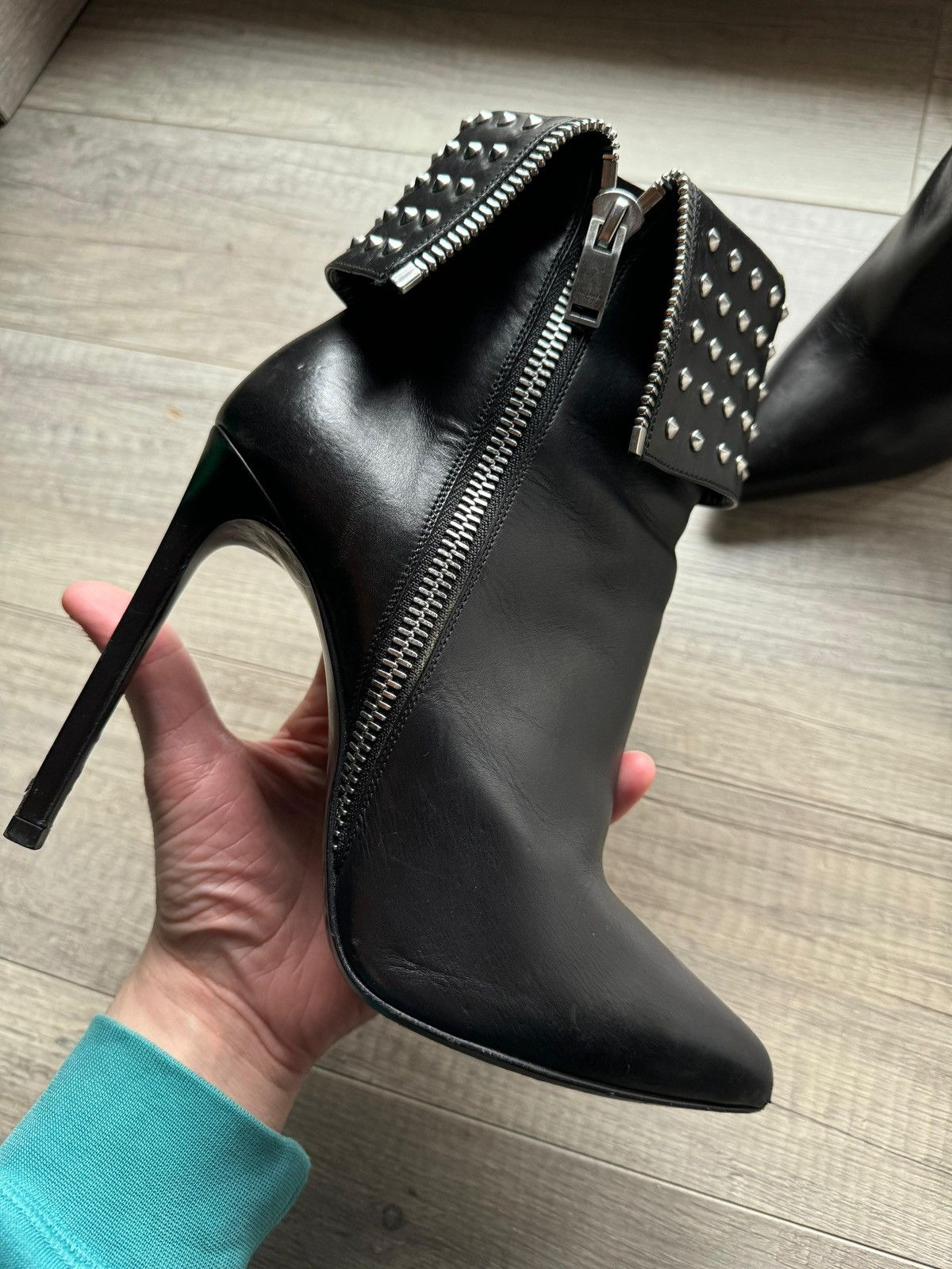 Saint Laurent Paris × Yves Saint Laurent Saint Laurent Studded High Heel Rock Boots Size US 8 / IT 38 - 4 Thumbnail