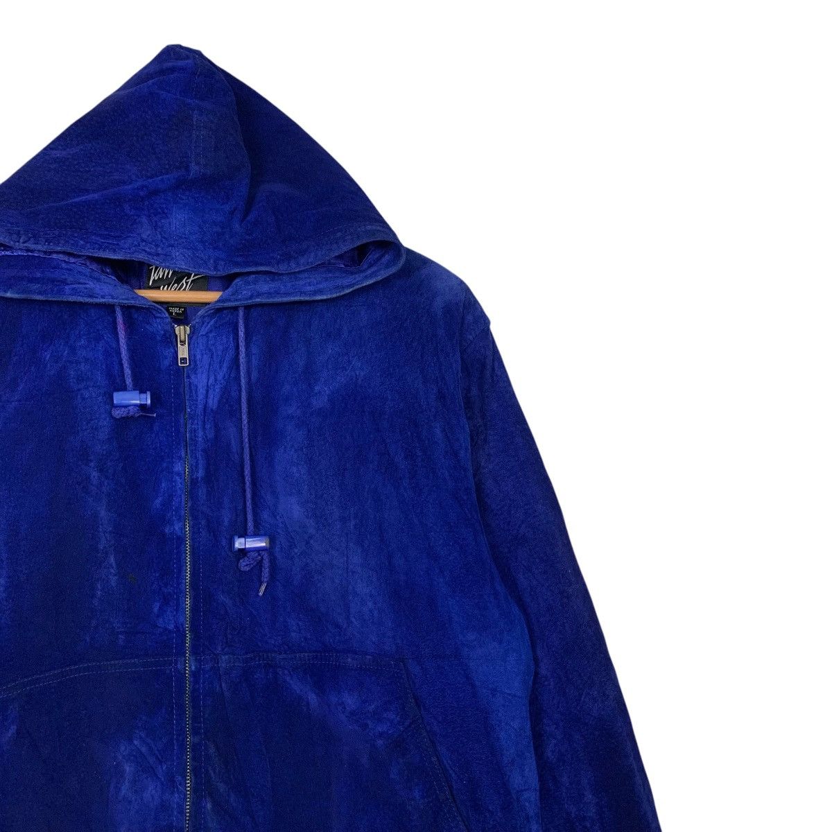 Japanese Brand TAMNERY WEST Hooded Blue Suede Leather Jacket #2437-C109 Size US L / EU 52-54 / 3 - 5 Thumbnail