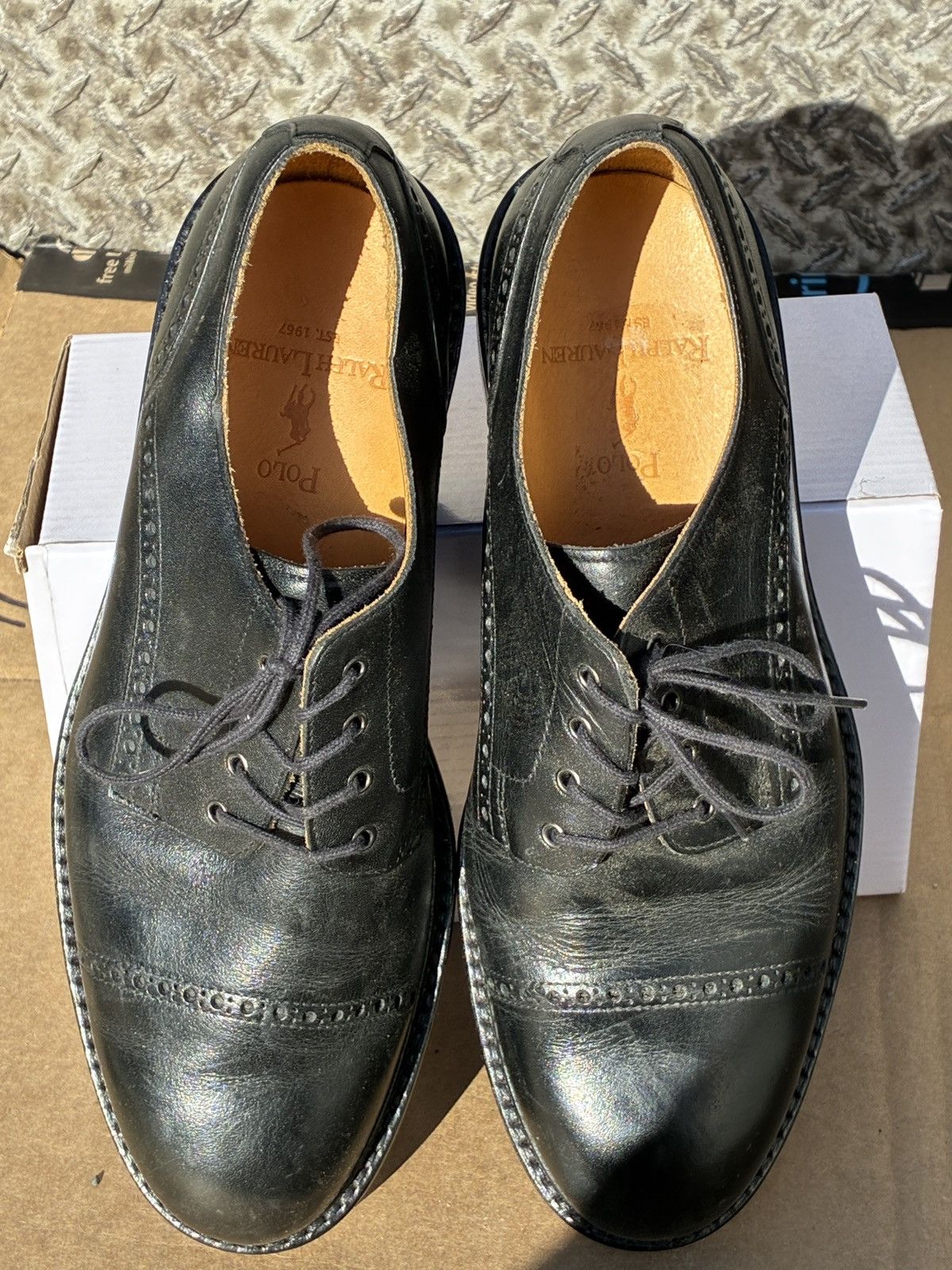 Polo Ralph Lauren Polo Ralph Lauren Black Leather Oxford Dress Size 7.5 D Size US 7.5 / EU 40-41 - 6 Thumbnail