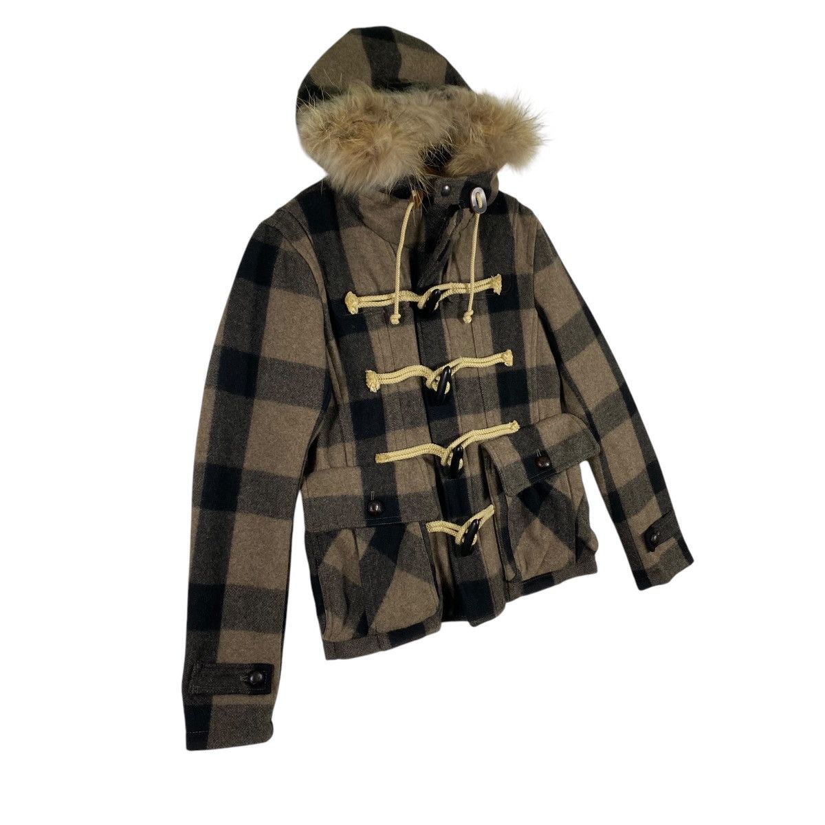 Japanese Brand × Vintage Vintage Halb Faux Fur Hoodie Wool Jacket Button M Size Size US M / EU 48-50 / 2 - 2 Thumbnail
