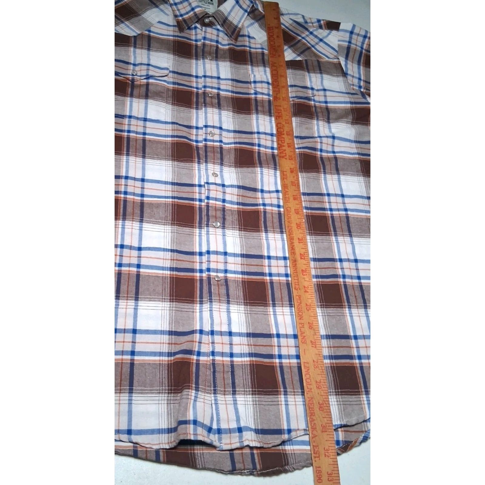 Vintage Ely Cattleman Shirt Men 2XL Plaid Brown Blue Pearl Snap Western Workwear Button-Up Pocket Short Sleeve Casual Ranchwear Size US XXL / EU 58 / 5 - 5 Thumbnail