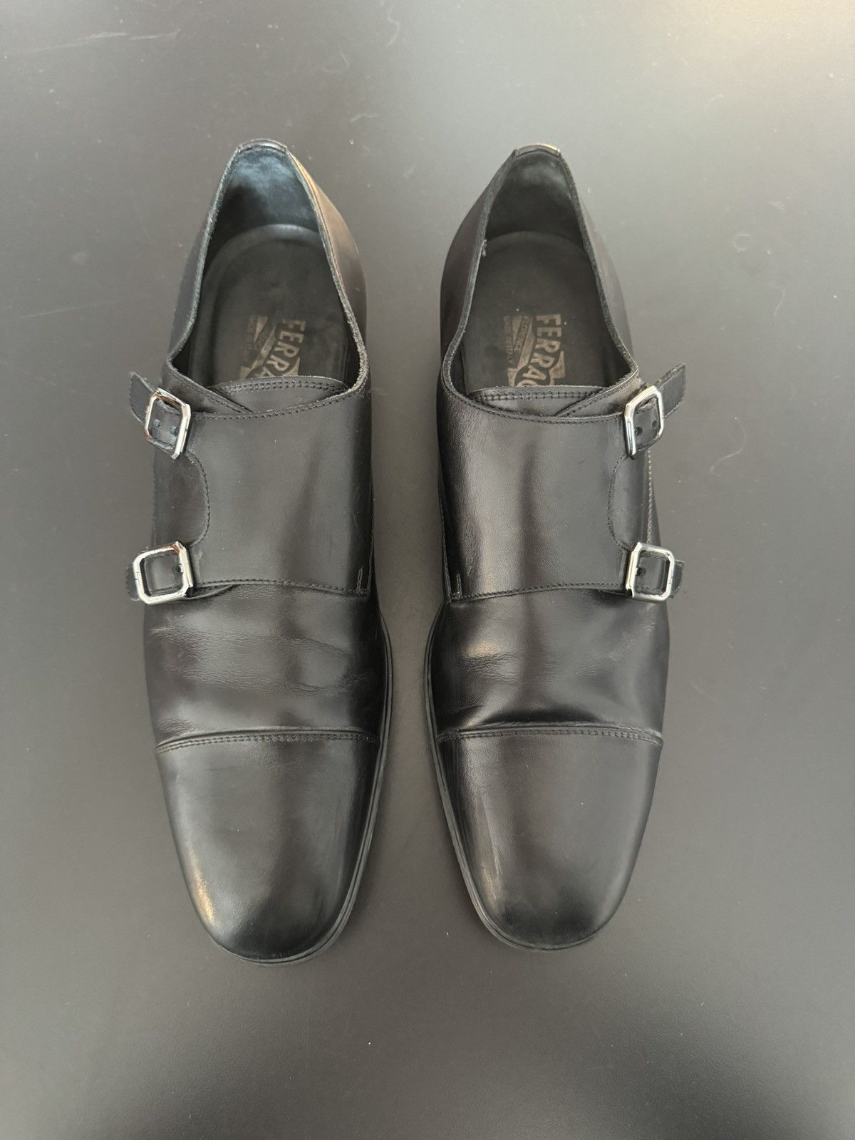 Salvatore Ferragamo Ferragamo Double Monk Strap Shoe, black leather Size US 9 / EU 42 - 2 Thumbnail