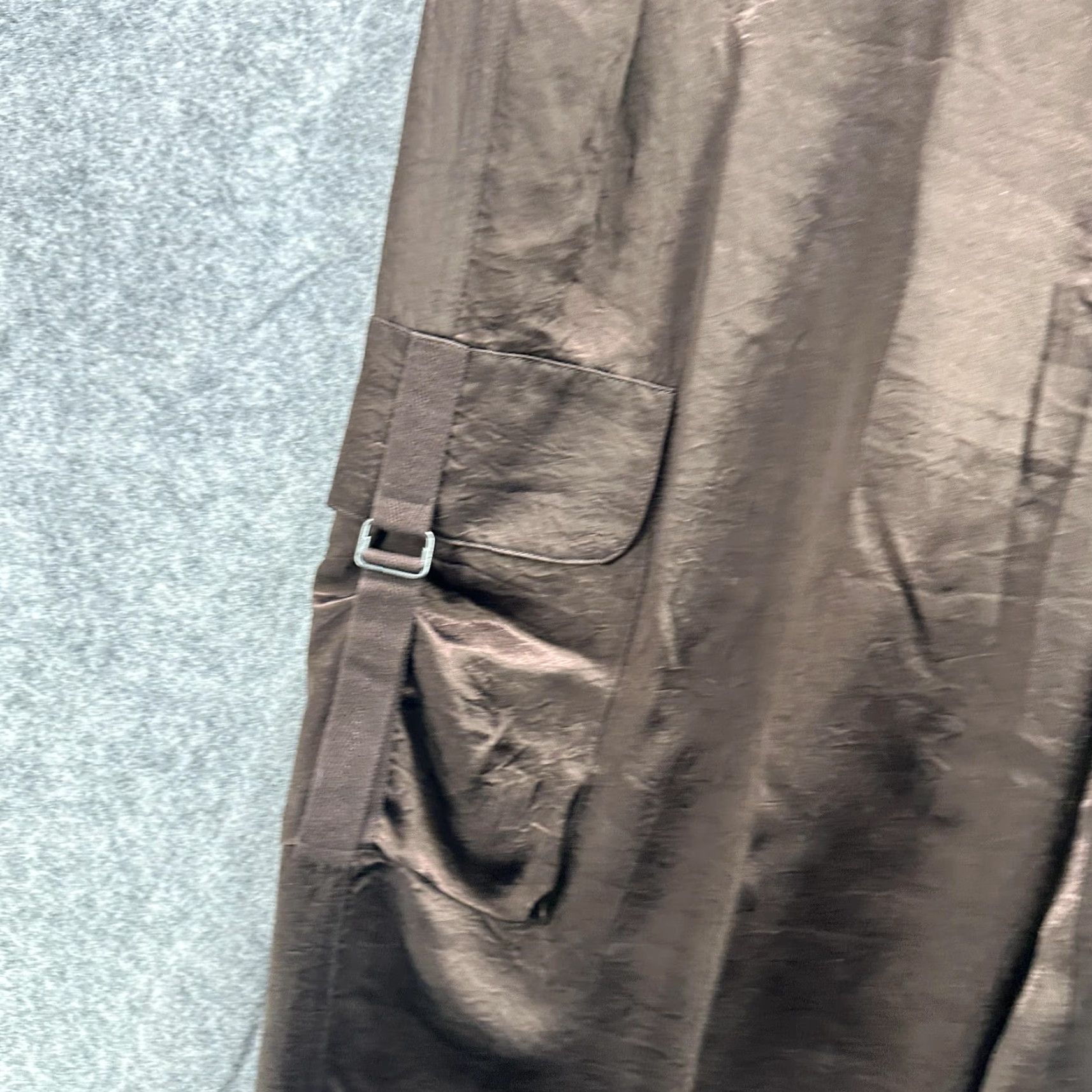 Vintage Spenser Jeremy Pants Womens 12 Brown Cargo Jogger Pleated Zip Fly Elastic Satin Tapered Pockets Cuffed Size 34" / US 12 / IT 48 - 6 Thumbnail