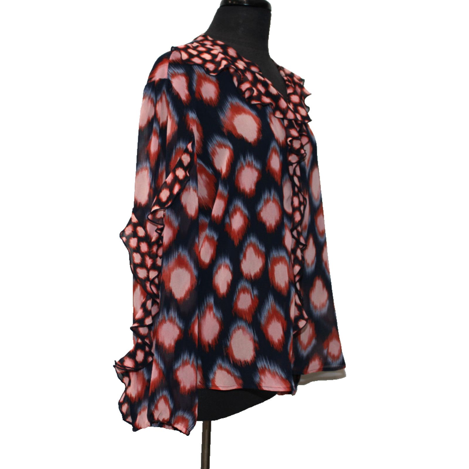 Chicos CHICO'S Jacquard Ikat Blouse Colorfull Top Sz 3 US 16/18 $98 Size XXL / US 16-18 / IT 52-54 - 3 Thumbnail