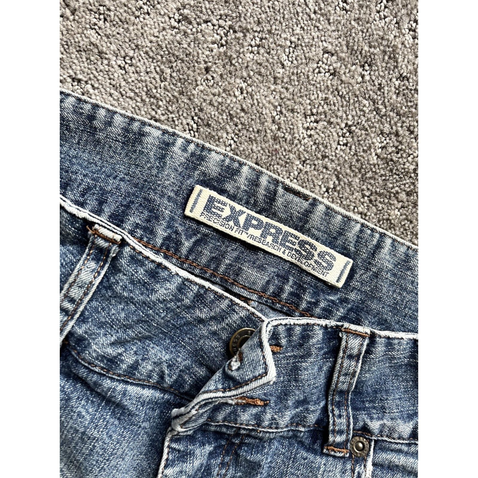 Express Express Jeans Womens 8S Flare Jeans Blue Denim 5-Pocket Regular Belt Loops Cotton Blend Medium Wash Size 30" / US 8 / IT 44 - 5 Thumbnail