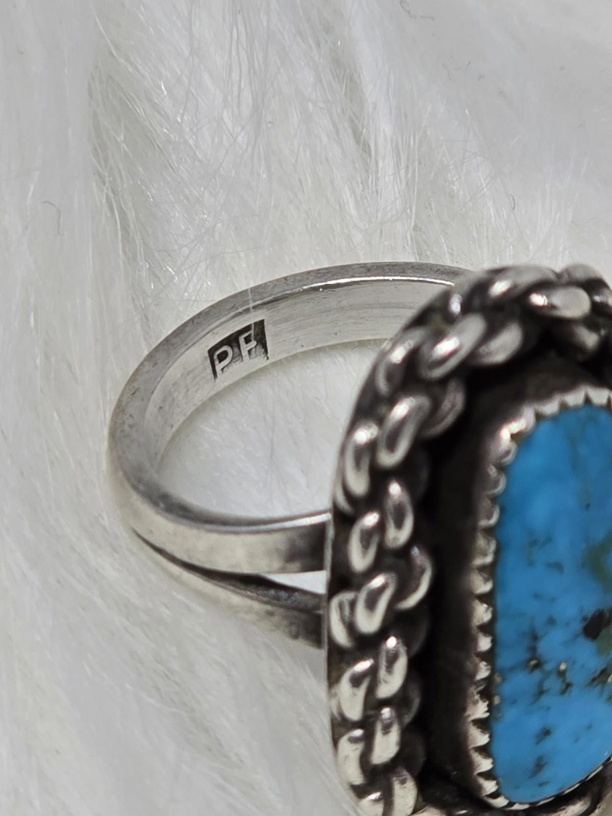 Sterling Silver Sterling Silver Turquoise Ring Sz 5.25 Southwestern Signed Size ONE SIZE - 4 Thumbnail