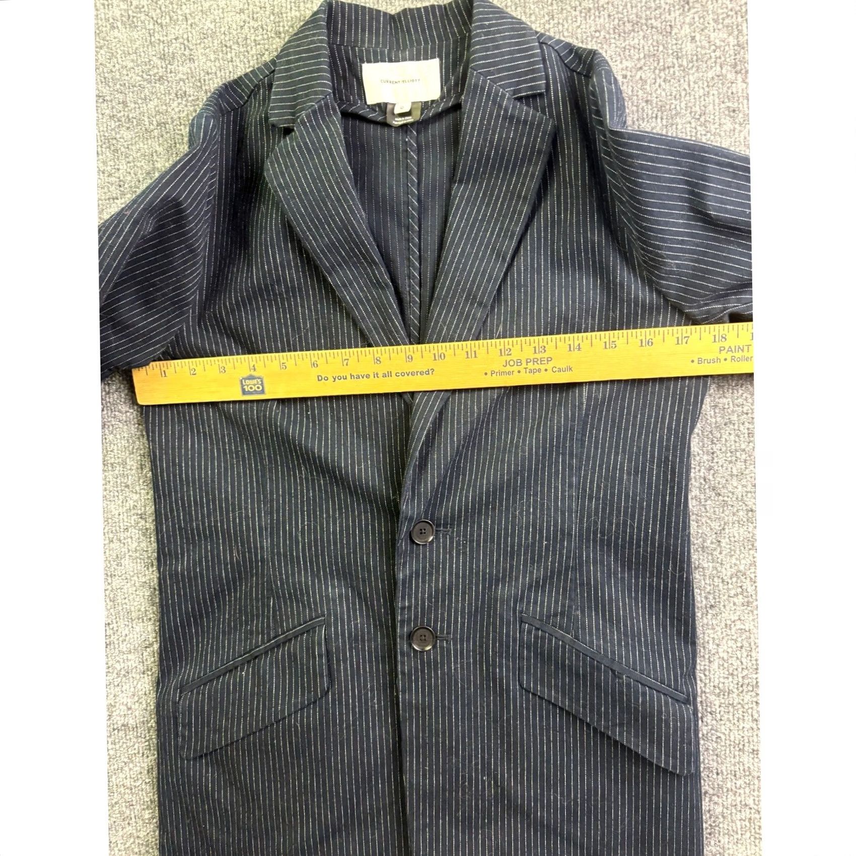 Vintage Current/Elliott Pinstripe Blazer Womens Size 0 Navy Blue Stretch Cotton Jacket Size XS / US 0-2 / IT 36-38 - 5 Thumbnail