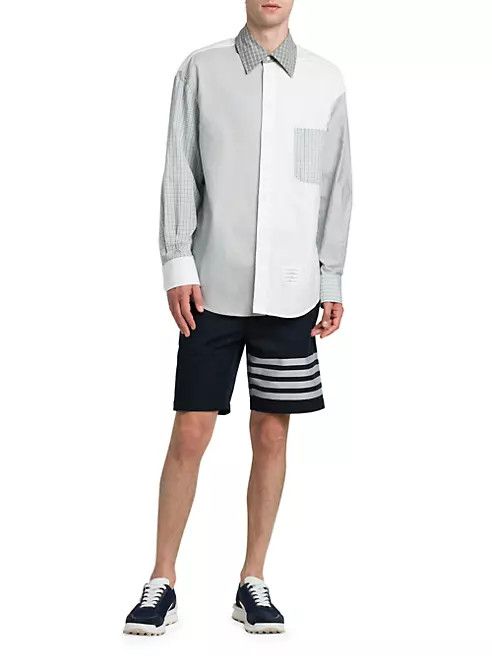 Thom Browne os11x0724 Fun Mix Oversized Button-Front Shirt White/Grey Size US L / EU 52-54 / 3 - 5 Thumbnail