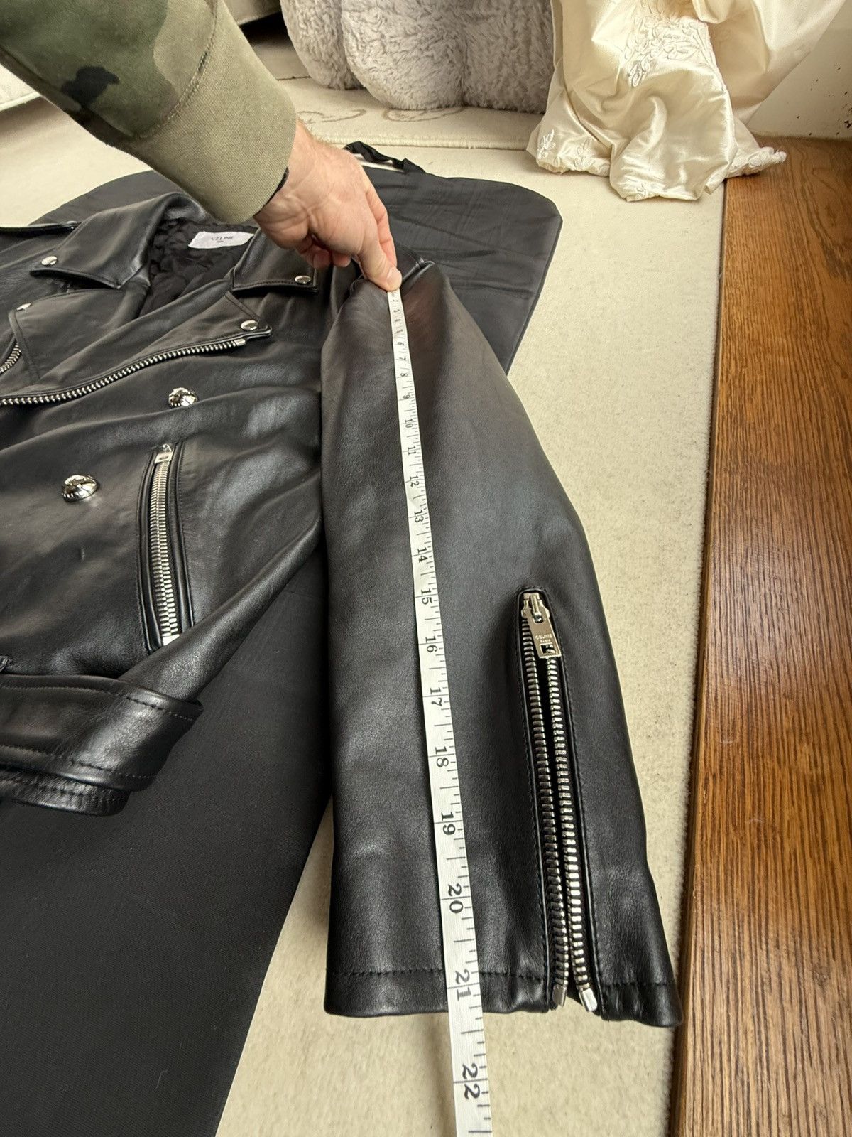 Celine $6.5k Celine Triomphe logo biker leather jacket Hedi Slimane Size US S / EU 44-46 / 1 - 11 Thumbnail