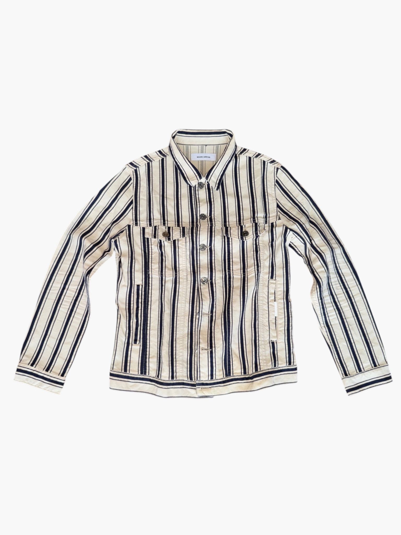 Other 🌊 Mauro Grifoni - Italian Summer Striped Jacket with Linen Size US S / EU 44-46 / 1 - 1 Thumbnail