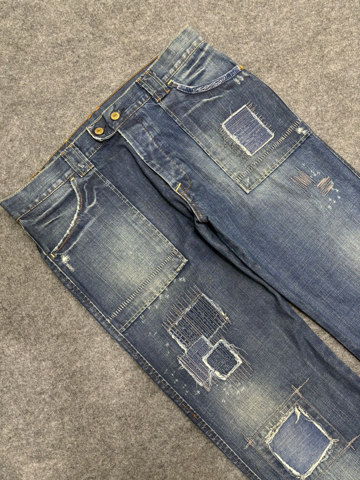 Japanese Brand 💥Patchwork💥Sick 90s Japan Rags Patchwork Recons Denim F470 Size US 36 / EU 52 - 5 Thumbnail