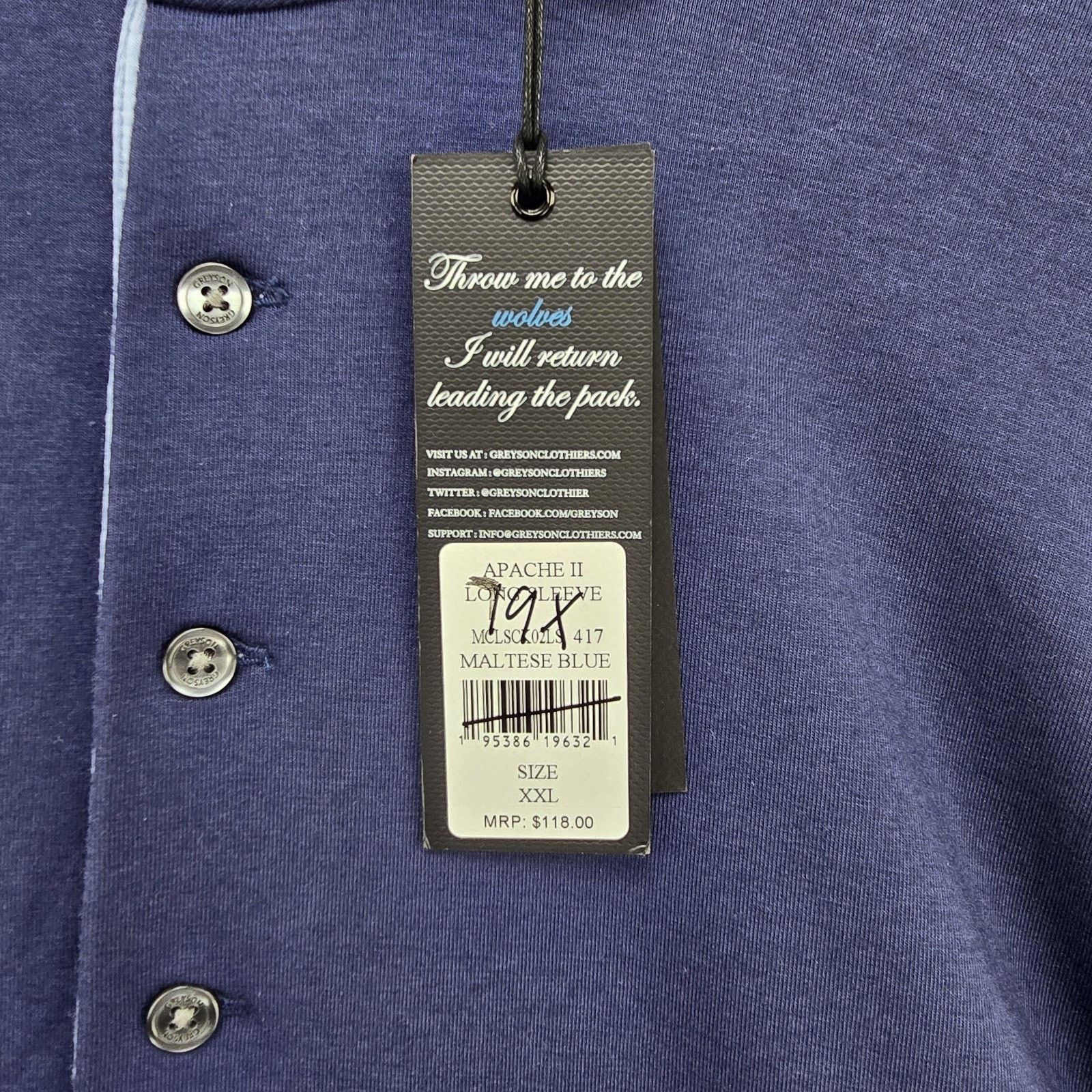 Other Greyson Apache II Long Sleeve Polo Shirt 2XL Maltese Blue Size US XXL / EU 58 / 5 - 6 Thumbnail