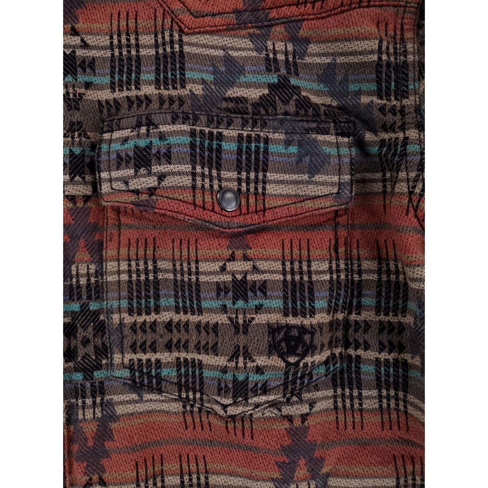 Ariat Ariat Pearl Snap Button Up Shirt Southwest Aztec Knit Long Sleeve Mens M Multicolor Aztec Mens Shirt Size US M / EU 48-50 / 2 - 3 Thumbnail