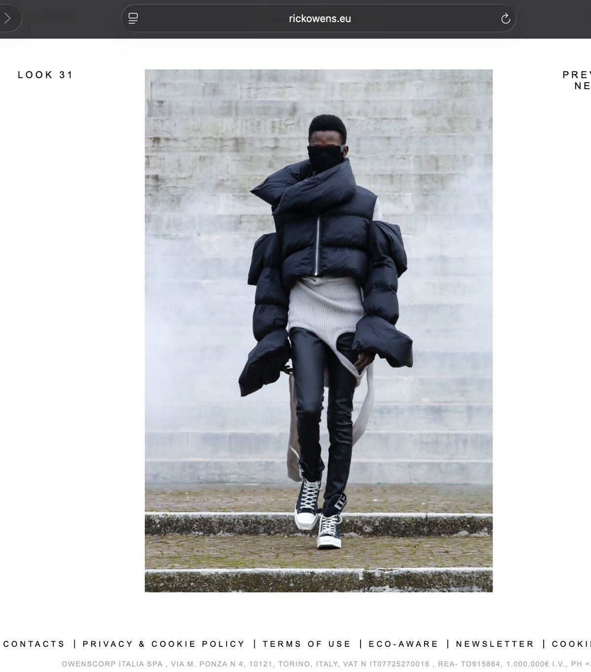 Rick Owens Rick Owens FW21 GETHSEMANE Babel Mountain Duvet cropped (50) Size US M / EU 48-50 / 2 - 3 Thumbnail