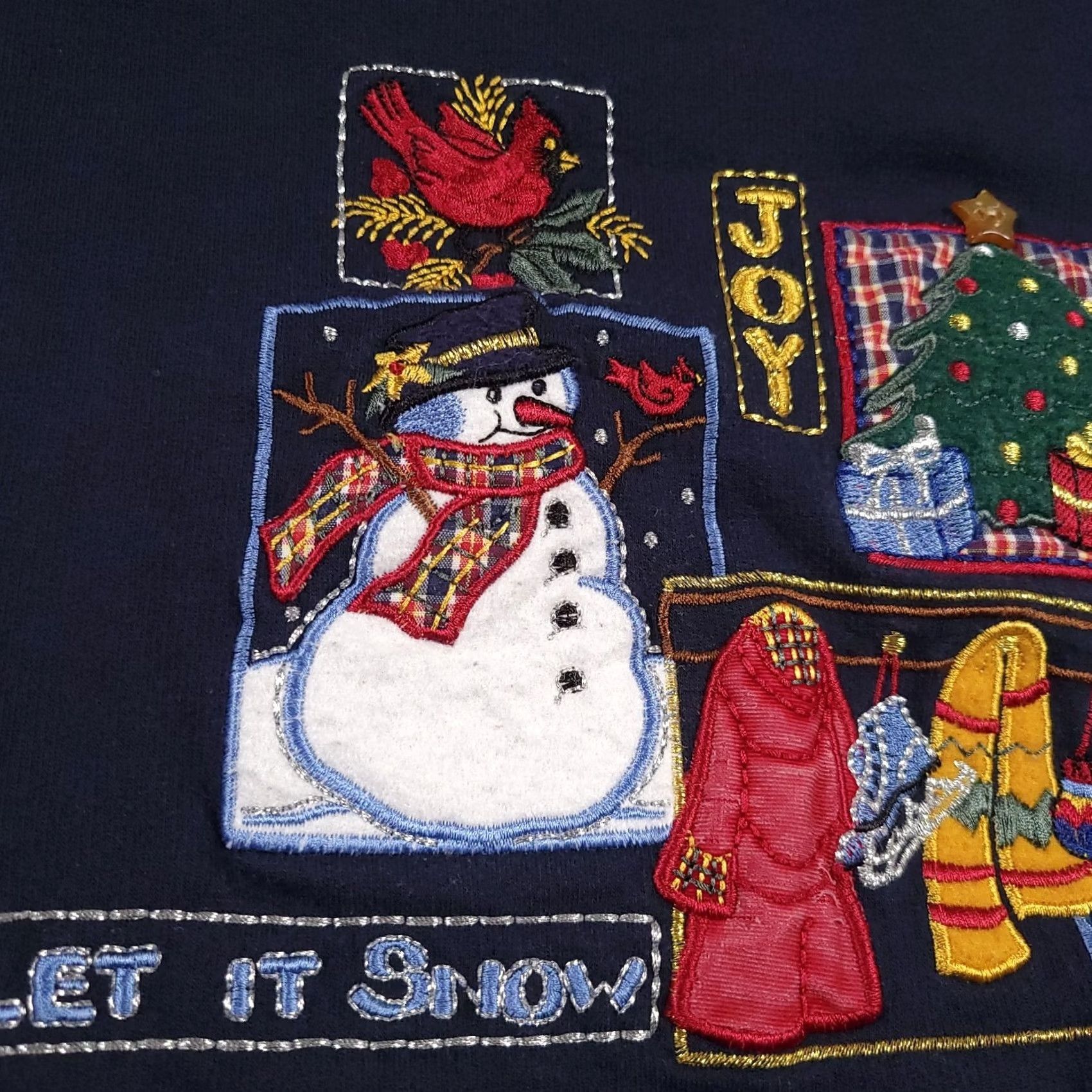 Vintage VINTAGE Bobbie Brooks Sweatshirt Women 14W 16W Embroidered Granny Let It Snow Winter Crew Neck Pullover Knit Long Sleeve Blue 90s Womens Size XL / US 12-14 / IT 48-50 - 5 Thumbnail