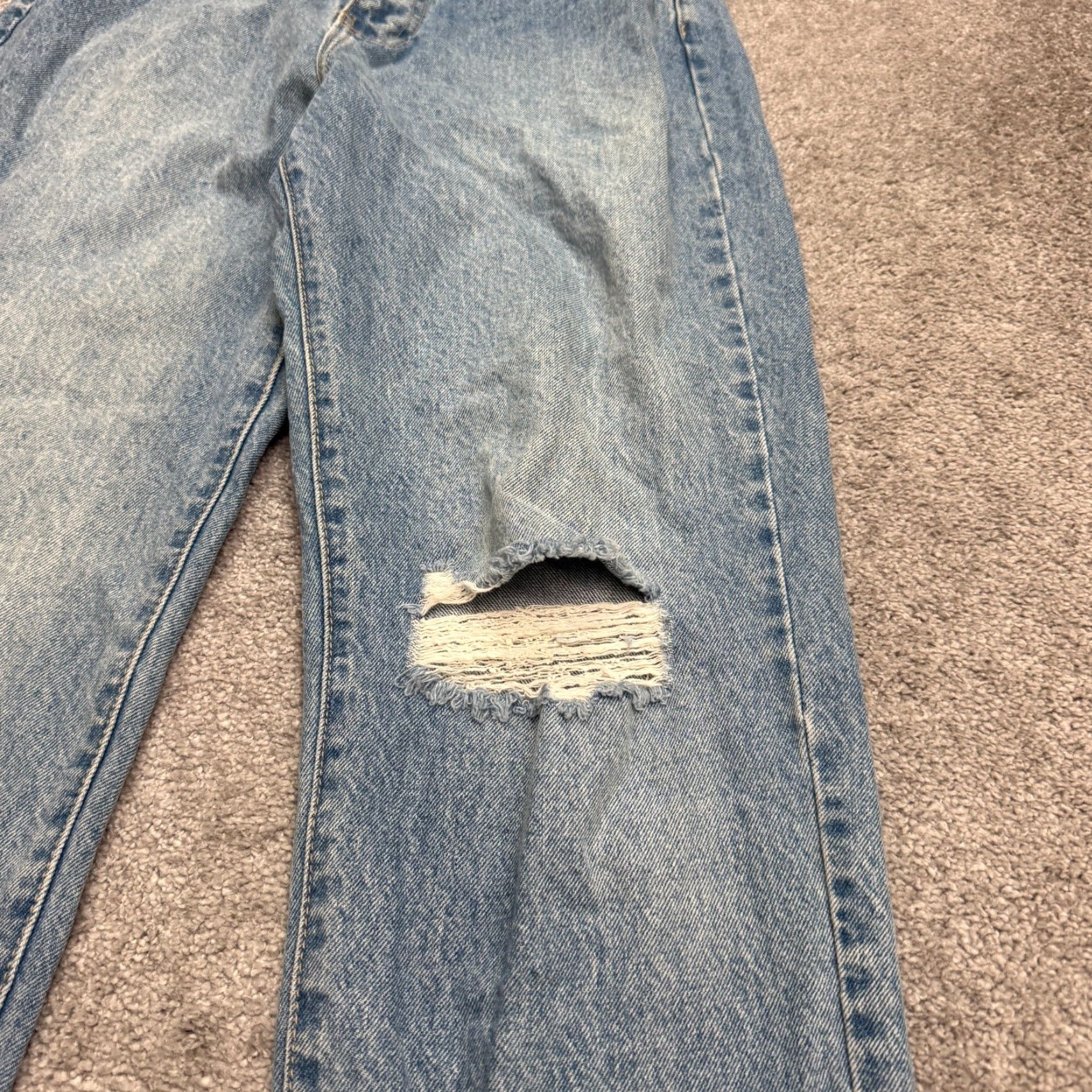 Vintage JUST BLACK Jeans Womens 30 Blue High Rise 90s Straight Distressed Button Fly Denim - City Grunge Streetwear Casual Vintage-Not - 5-Pocket Size 30" / US 8 / IT 44 - 7 Thumbnail