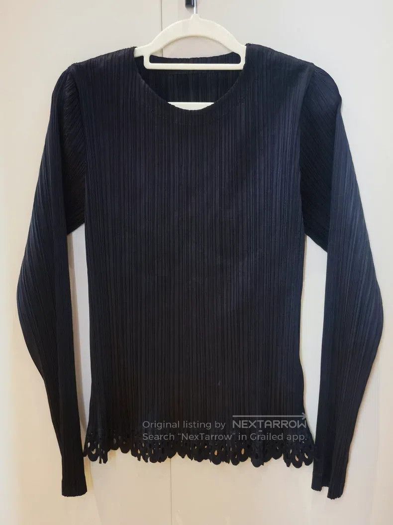 Issey Miyake Issey Miyake Black Window Grille Hollow Hem Crew Neck Pull Size M / US 6-8 / IT 42-44 - 3 Thumbnail