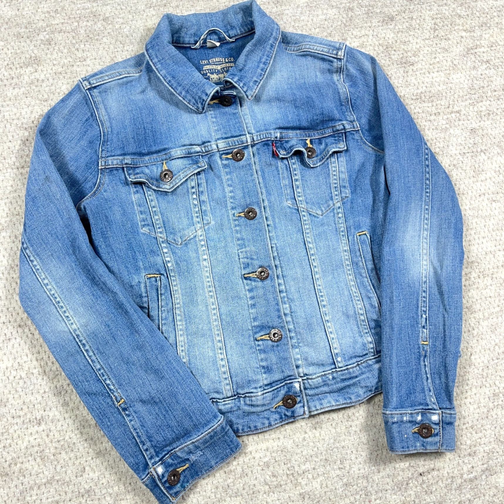 Levi's VINTAGE Levi's denim jacket Womens Medium Blue Jean Med Wash Trucker Retro Faded Ladies B1 Size 32" / US 10 / IT 46 - 2 Thumbnail