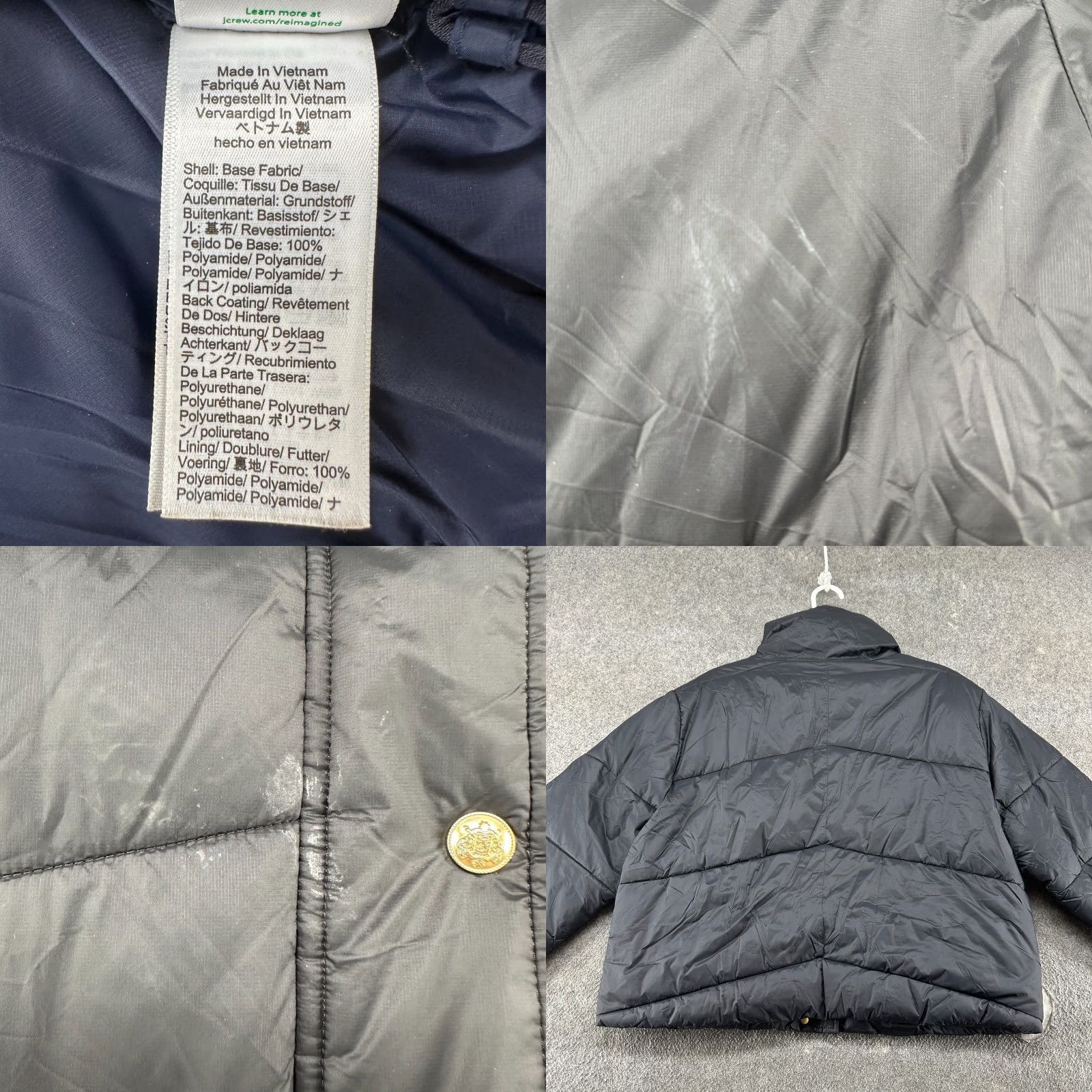 J.Crew J.CREW Puffer Jacket Womens XL Black Full Zip Sn ap Signature Preppy 90s Winter Casual Size XL / US 12-14 / IT 48-50 - 8 Thumbnail