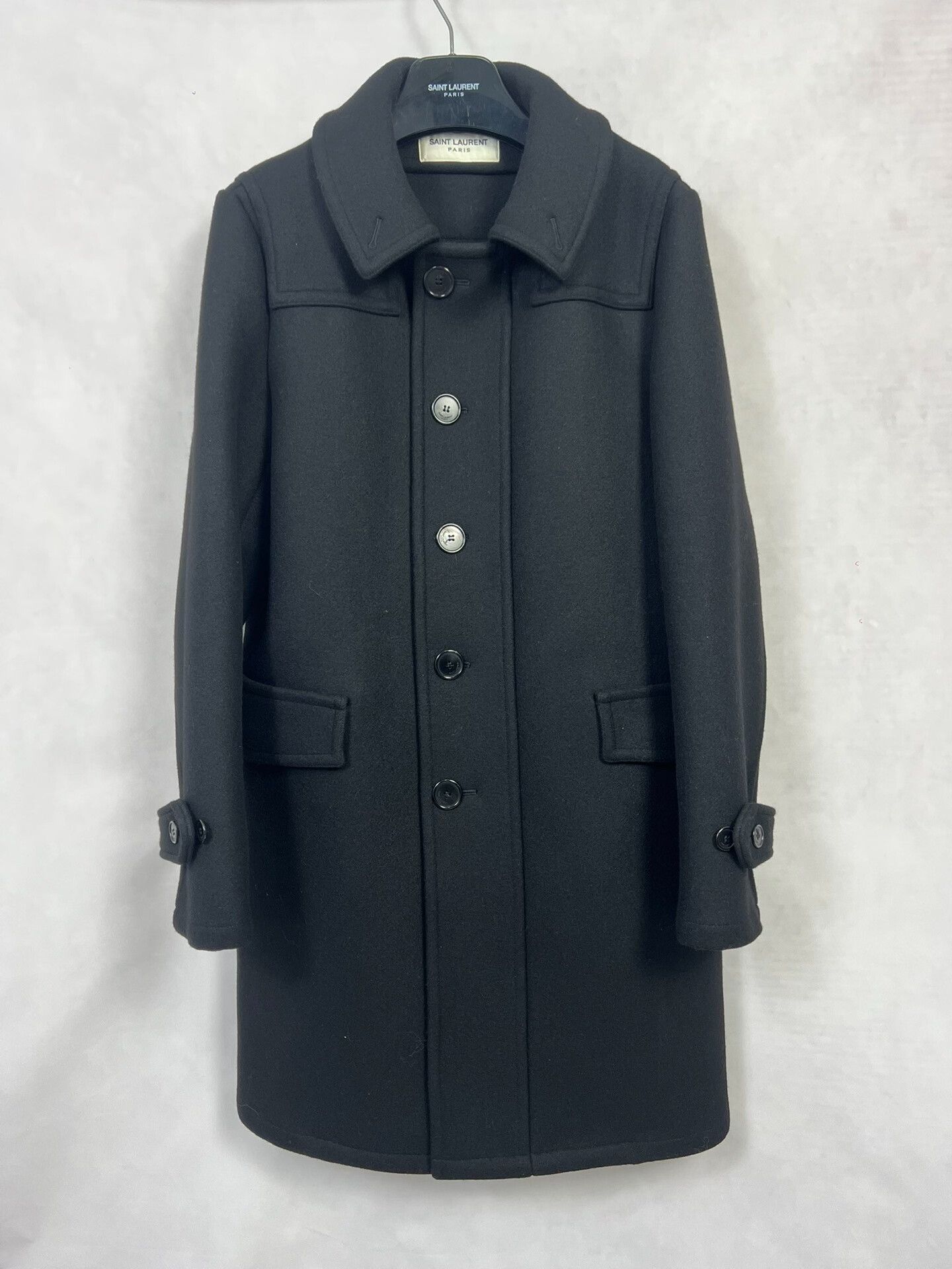 Saint Laurent Paris Saint Laurent Black Wool Coat Size US M / EU 48-50 / 2 - 1 Thumbnail