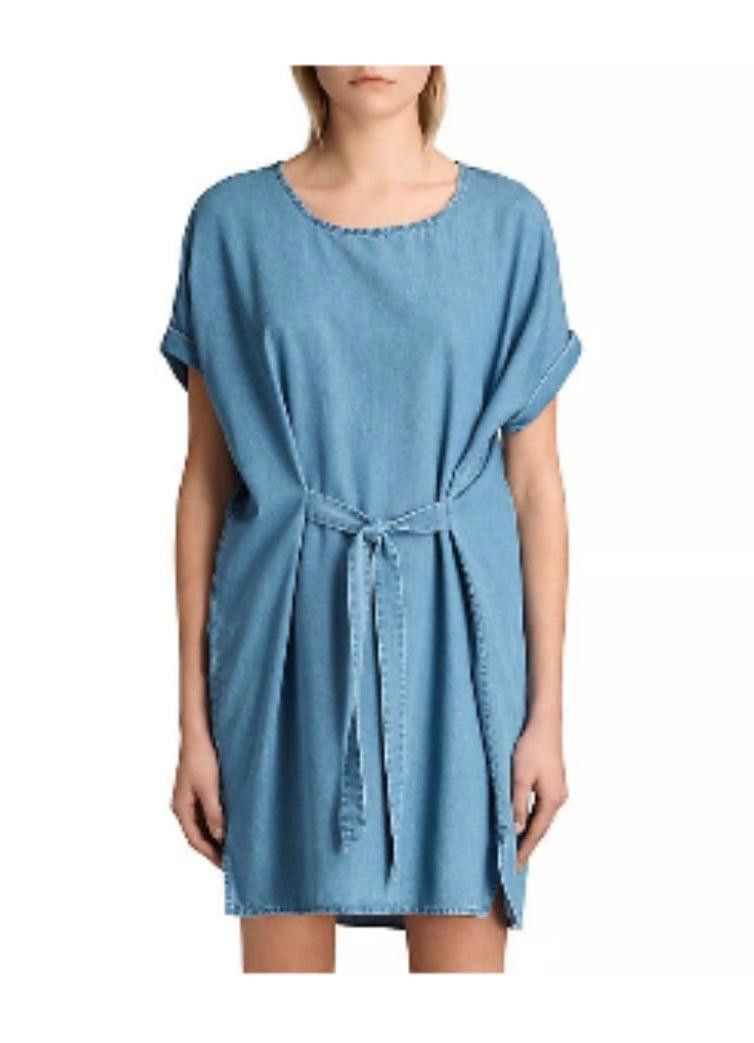 Allsaints All Saints denim tie-waist dress, knee-length, size small Size S / US 4 / IT 40 - 1 Thumbnail