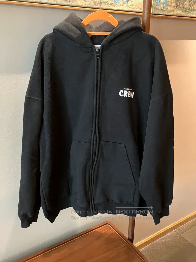 Balenciaga Balenciaga Letter Logo Printed Black Hooded Zip-up Sweatsh Size US S / EU 44-46 / 1 - 1 Thumbnail