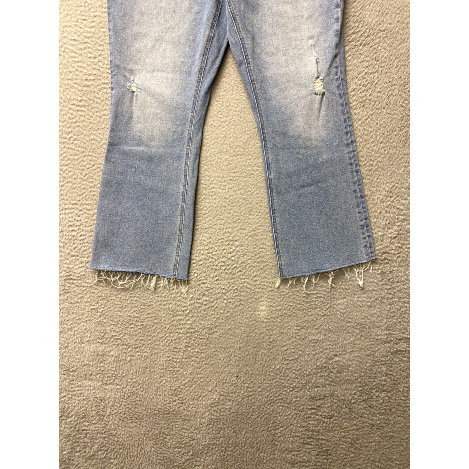J.Crew J.Crew Jeans Women’s 29x25 Flare High Rise Blue Denim Slimming Button Zip Raw Hem Regular Size 29" - 2 Thumbnail