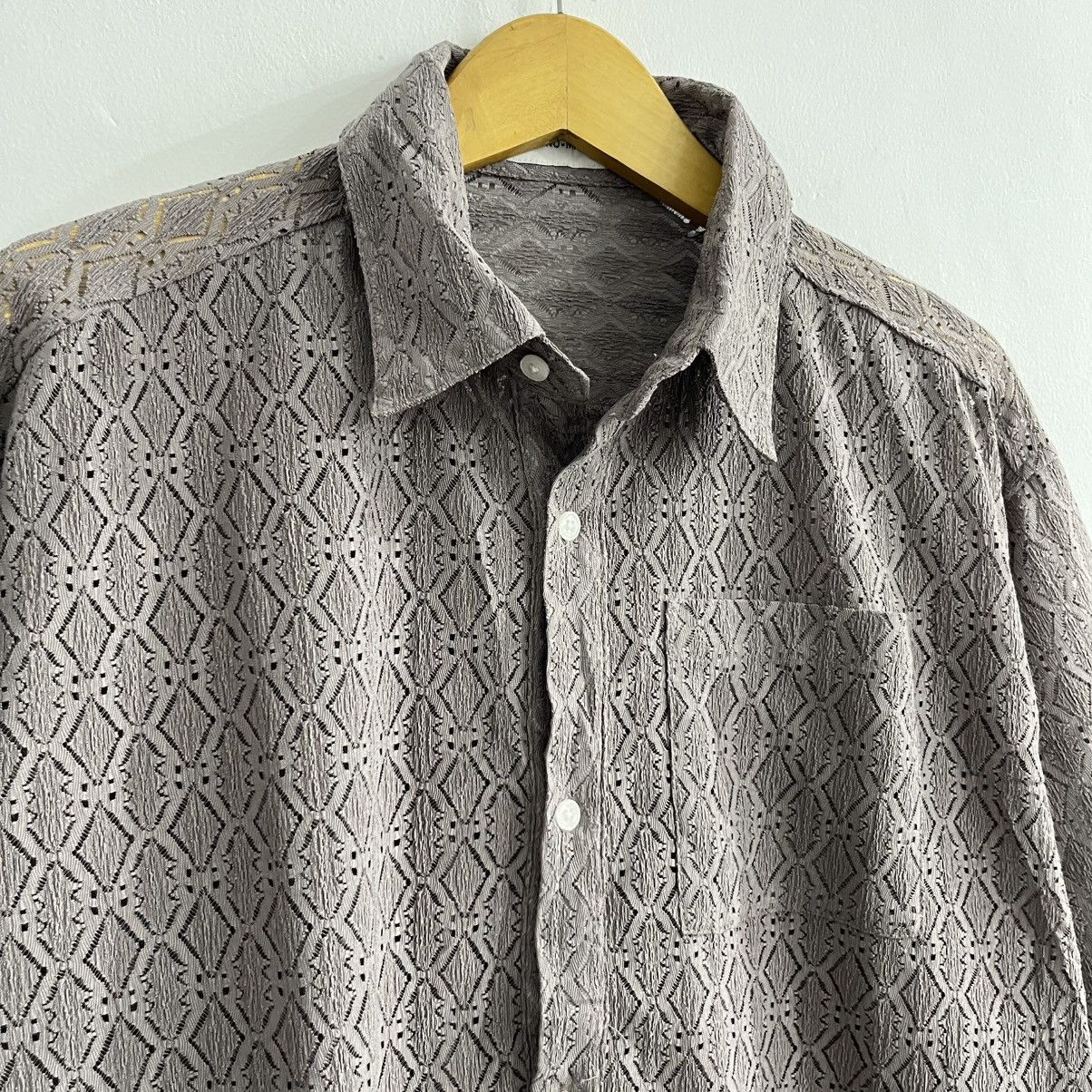 Issey Miyake Mono Mart - Corchet Oversized Button Up Shirt Size US M / EU 48-50 / 2 - 3 Thumbnail