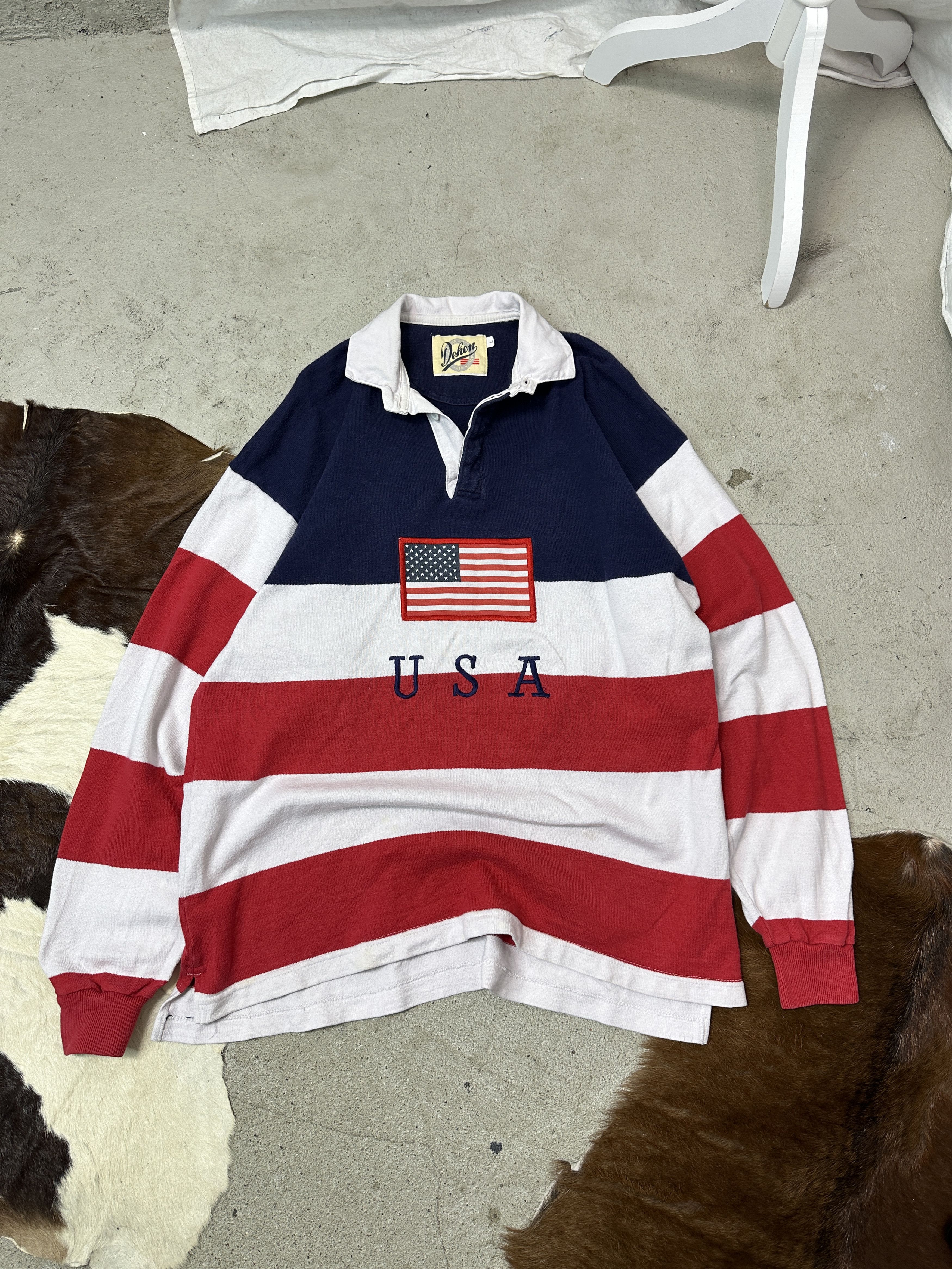 Dehen 1920 Vintage Striped Streetwear Rugby USA Sweatshirt Y2K Size US L / EU 52-54 / 3 - 1 Thumbnail