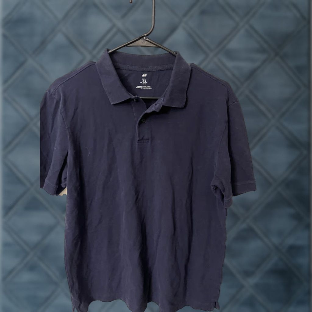 H&M H&M Men's Regular Fit Short Sleeve Navy Blue Polo Shirt Size M Casual Cotton Size US M / EU 48-50 / 2 - 1 Thumbnail