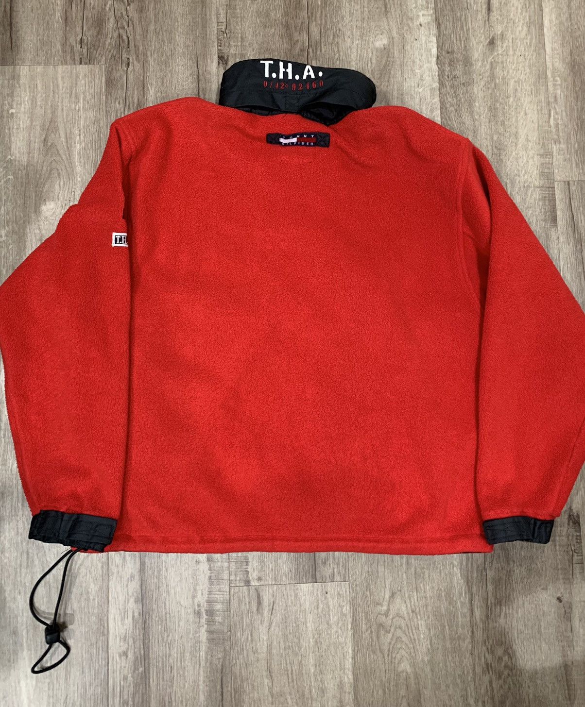 Tommy Hilfiger × Vintage 90s Red T.H.A. Tommy Hilfiger Fleece 1/4 zip up Size US L / EU 52-54 / 3 - 4 Thumbnail