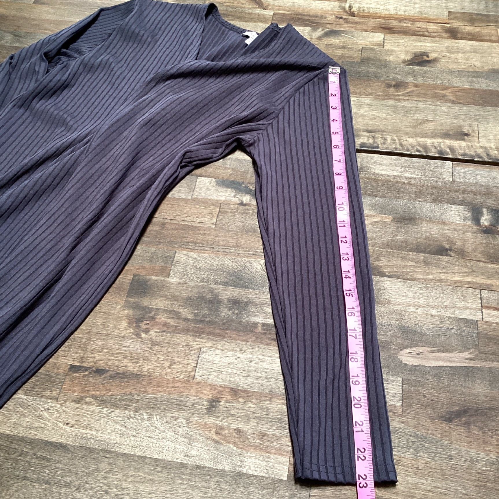 Topshop Topshop Cardigan Women M 8-10 Gray Stripe Rib Open Front Duster Knit Lightweight Casual Size M / US 6-8 / IT 42-44 - 6 Thumbnail