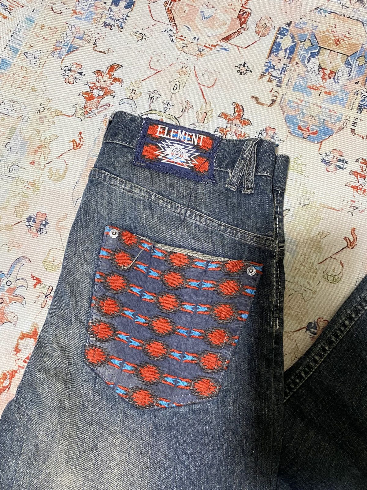 Element Element Skatebord Y2K Straight Deep Blue Wash Jeans Size US 31 - 2 Thumbnail