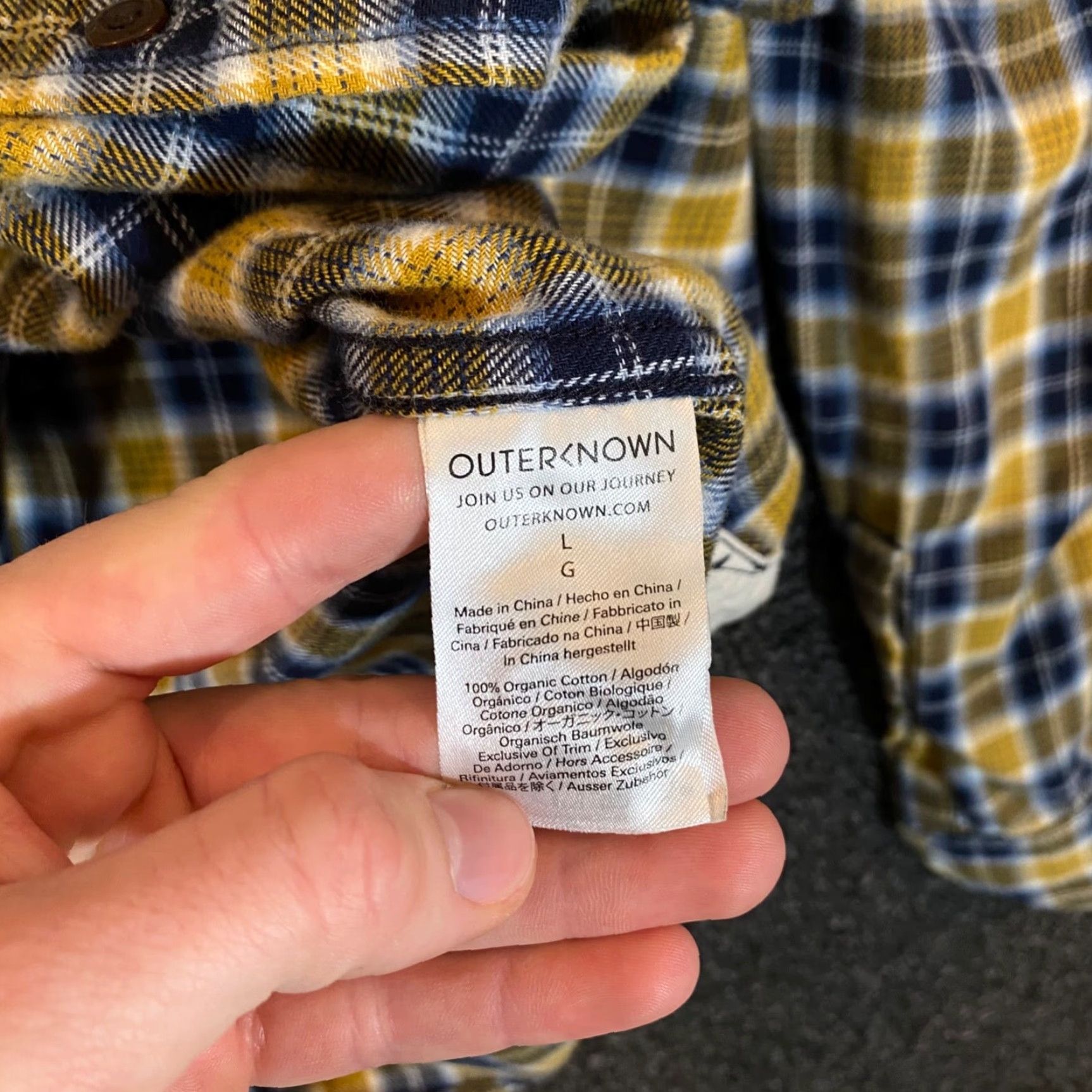 Outerknown Outerknown Shirt Mens Large Yellow Blue Plaid Button Up L/S Outdoors Flannel Size US L / EU 52-54 / 3 - 7 Thumbnail