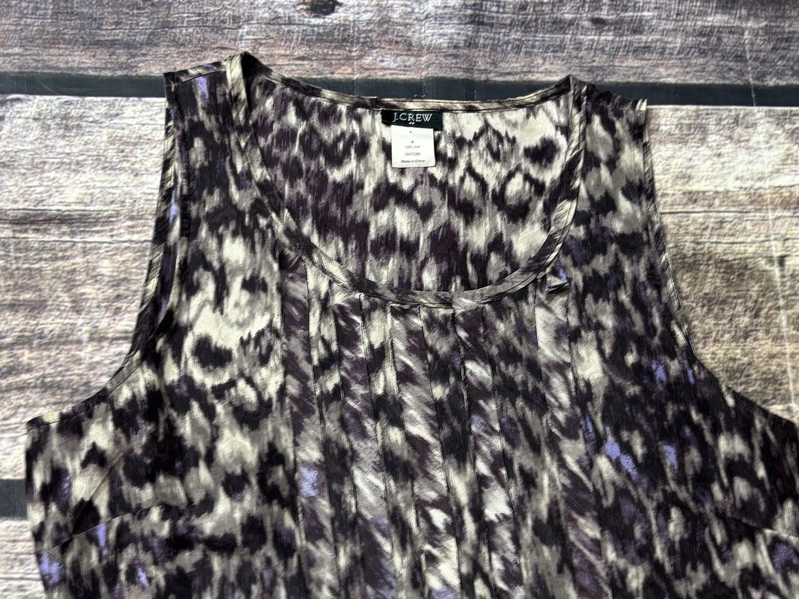 J.Crew J Crew Silk Top Women's 4 Abstract Sleeveless Animal Print Size S / US 4 / IT 40 - 4 Thumbnail