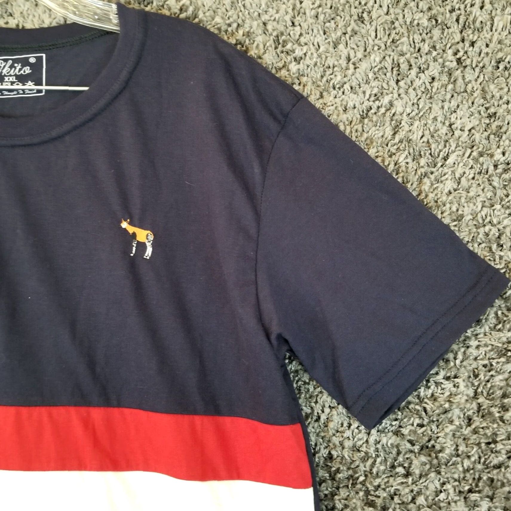 Vintage VINTAGE Okito T-Shirt Mens 2XL Blue Red White Short Sleeve Extra Long Size US XXL / EU 58 / 5 - 3 Thumbnail