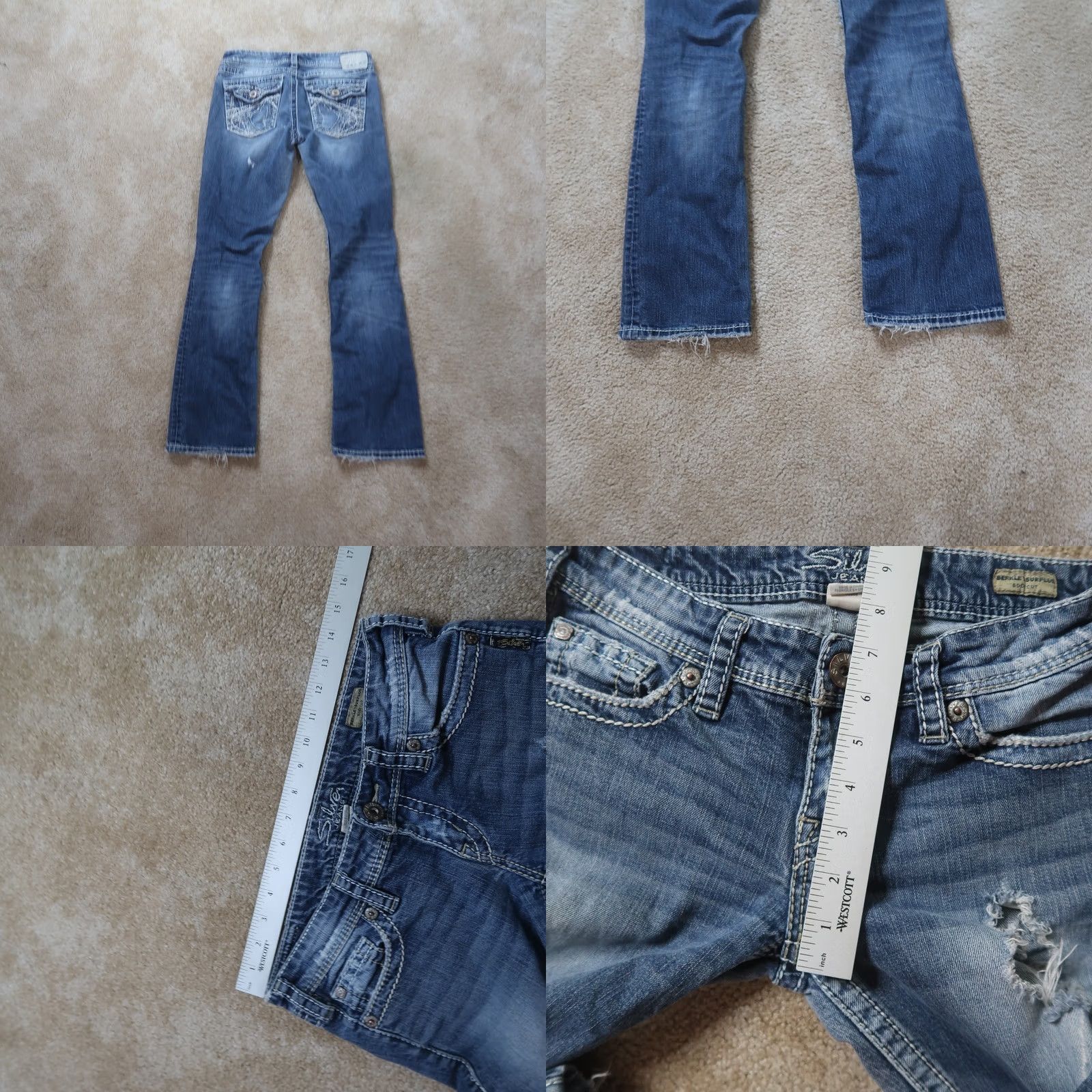Silver Jeans Co. Silver Jeans Berkley Bootcut Jeans Women's 27x31 Blue Stretch Denim Low Rise Slim 5-Pocket Design Size 27" / US 4 / IT 40 - 8 Thumbnail