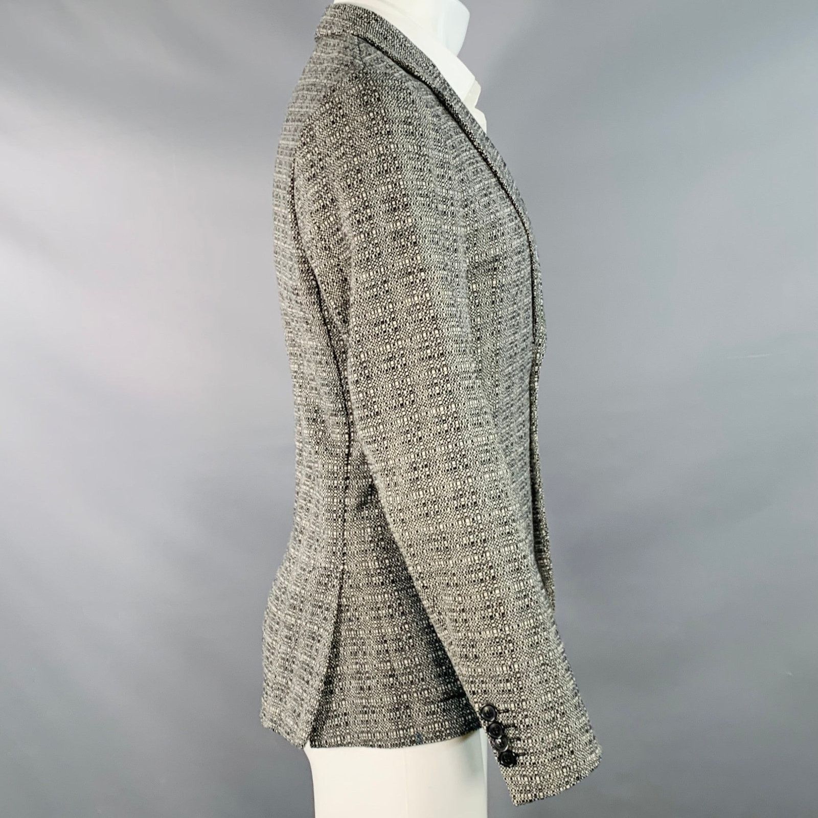 Paul Smith Size 36 Black White Woven Wool Notch Lapel Sport Coat Size 36R - 3 Thumbnail
