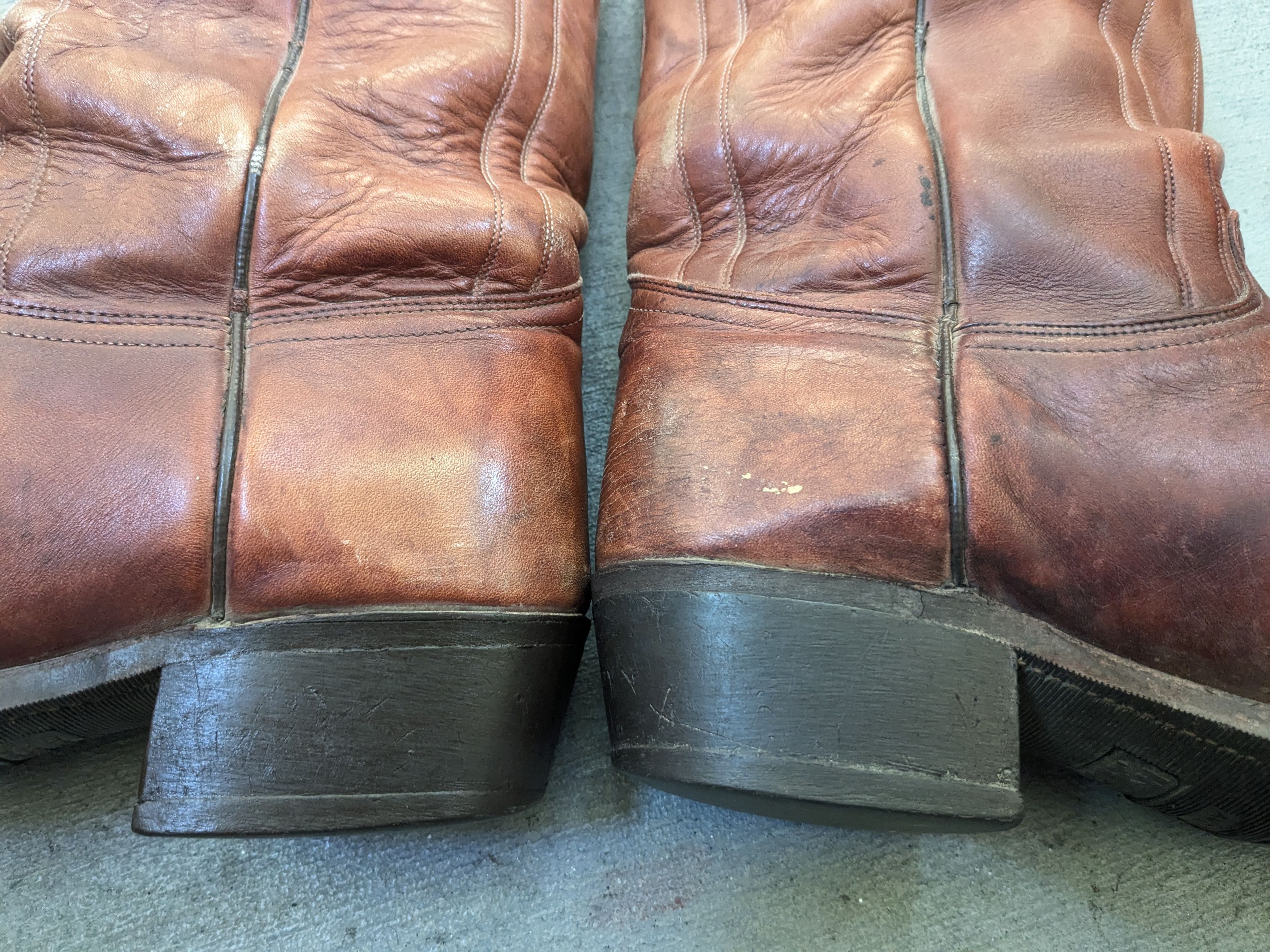 Genuine Leather J Chisholm Cowboy Boots Brown 11 D USA Botas Size US 11 / EU 44 - 9 Thumbnail