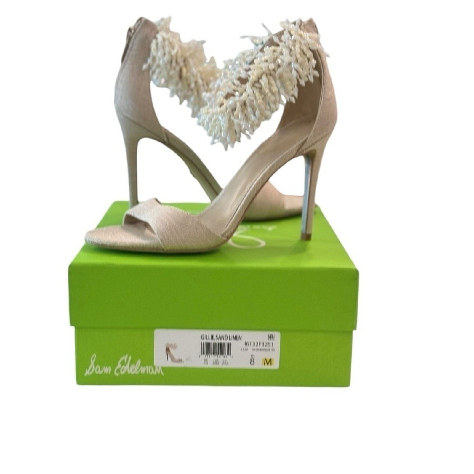 Sam Edelman Sam Edelman Gillie Sand Linen Beaded Heels Womens Size 8 Size US 8 / IT 38 - 8 Thumbnail