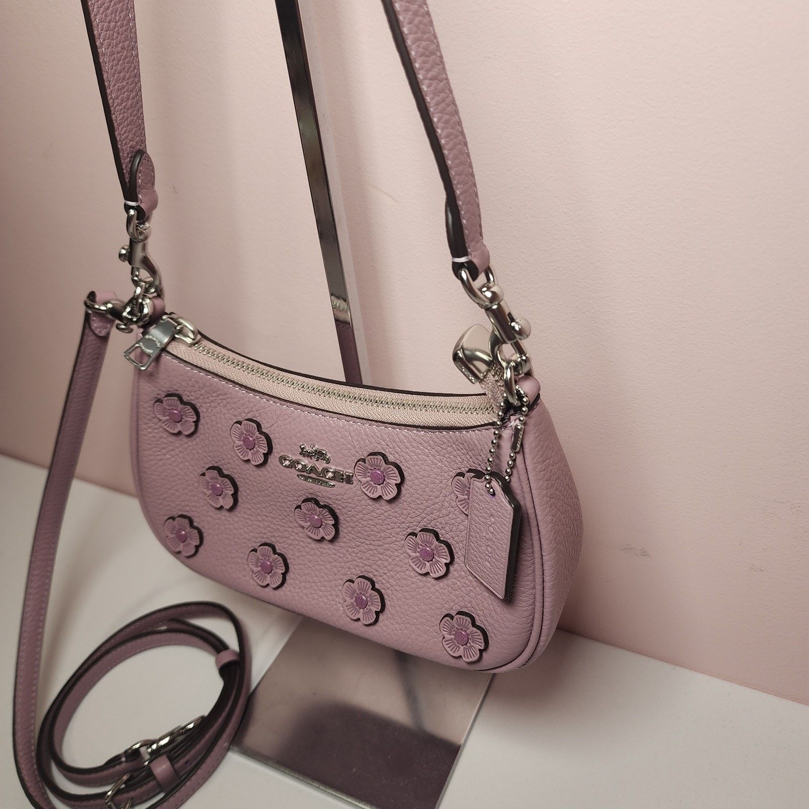 Coach NWT Coach CAJ98 Teri Mini Crossbody Floral Applique Lilac Size ONE SIZE - 2 Thumbnail