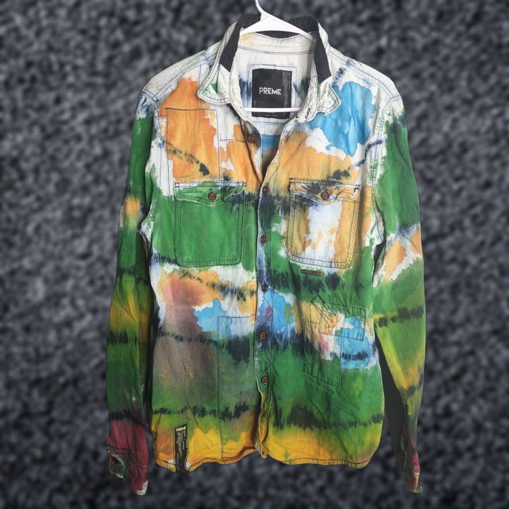 Vintage Preme Denim Shirt L Men Tie Dye Button Down Shirt Size US L / EU 52-54 / 3 - 1 Thumbnail