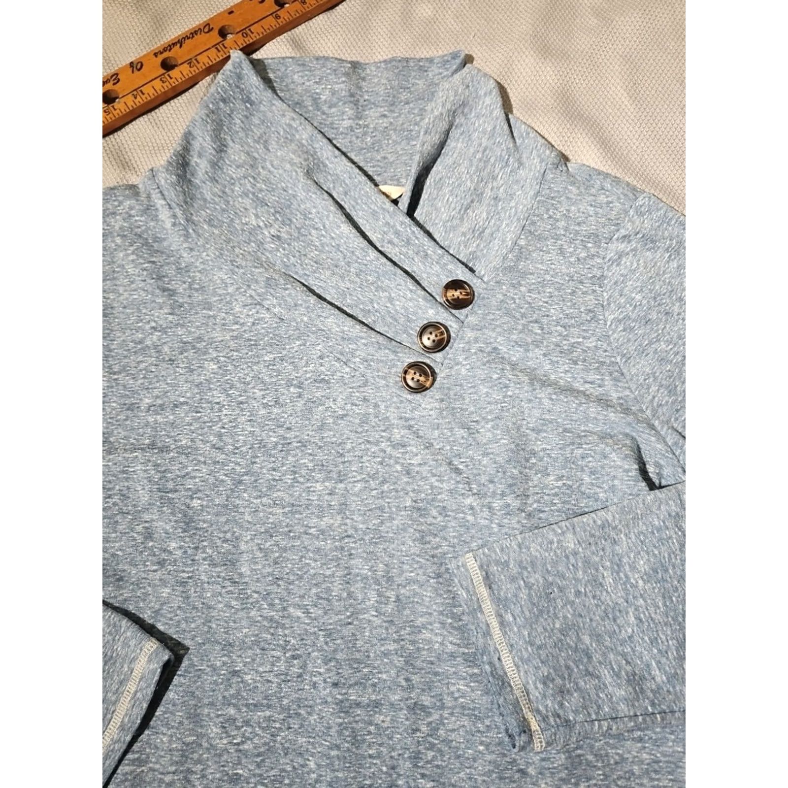Soft Surroundings Soft Surroundings Shirt Womens XL Blue Brinley Tunic Top Cowl Henley Button Shirt XS? Size XL / US 12-14 / IT 48-50 - 4 Thumbnail