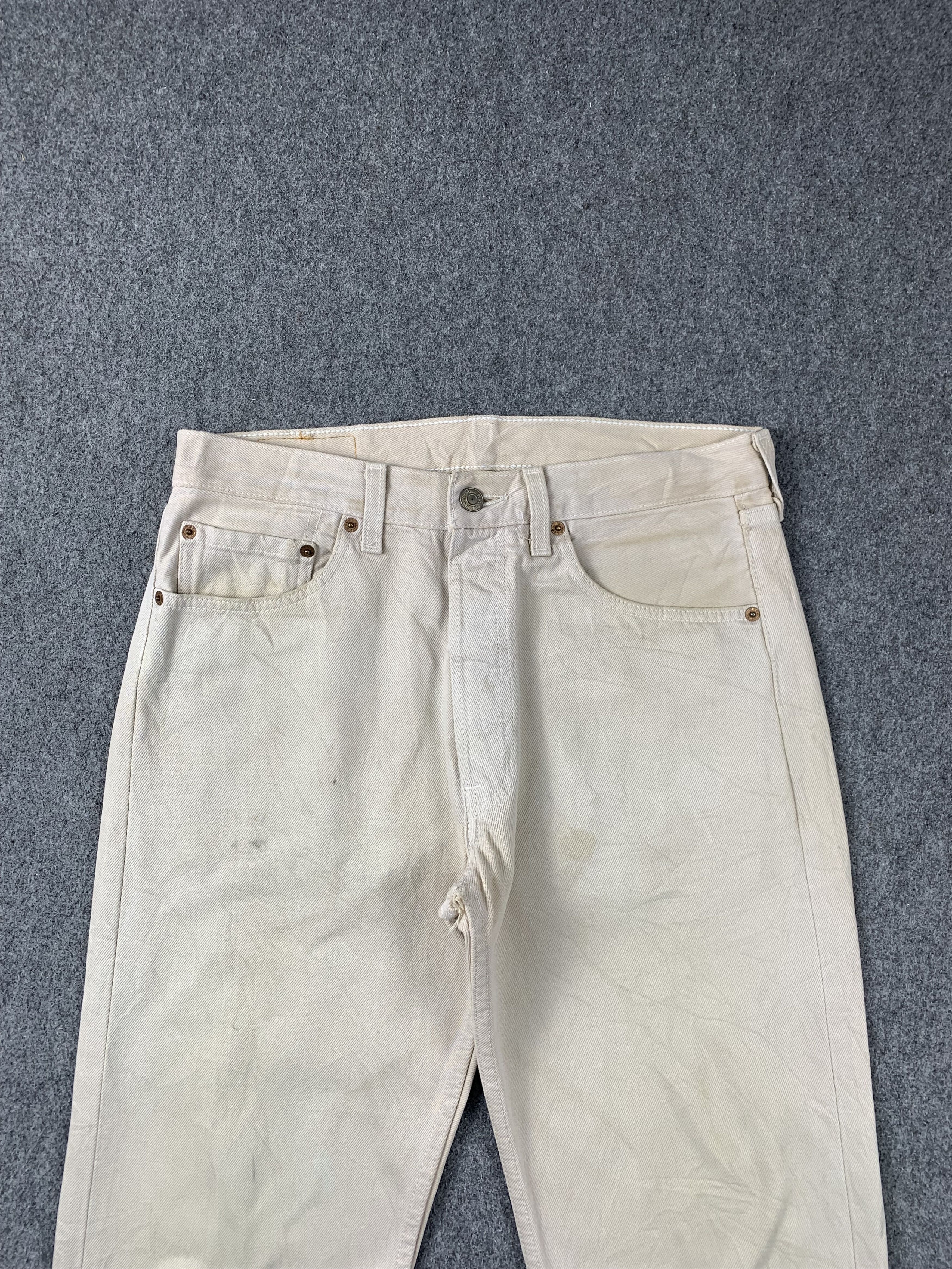 Levi's Vintage Levis 501 Cream Jeans DP1983 Size US 31 - 2 Thumbnail