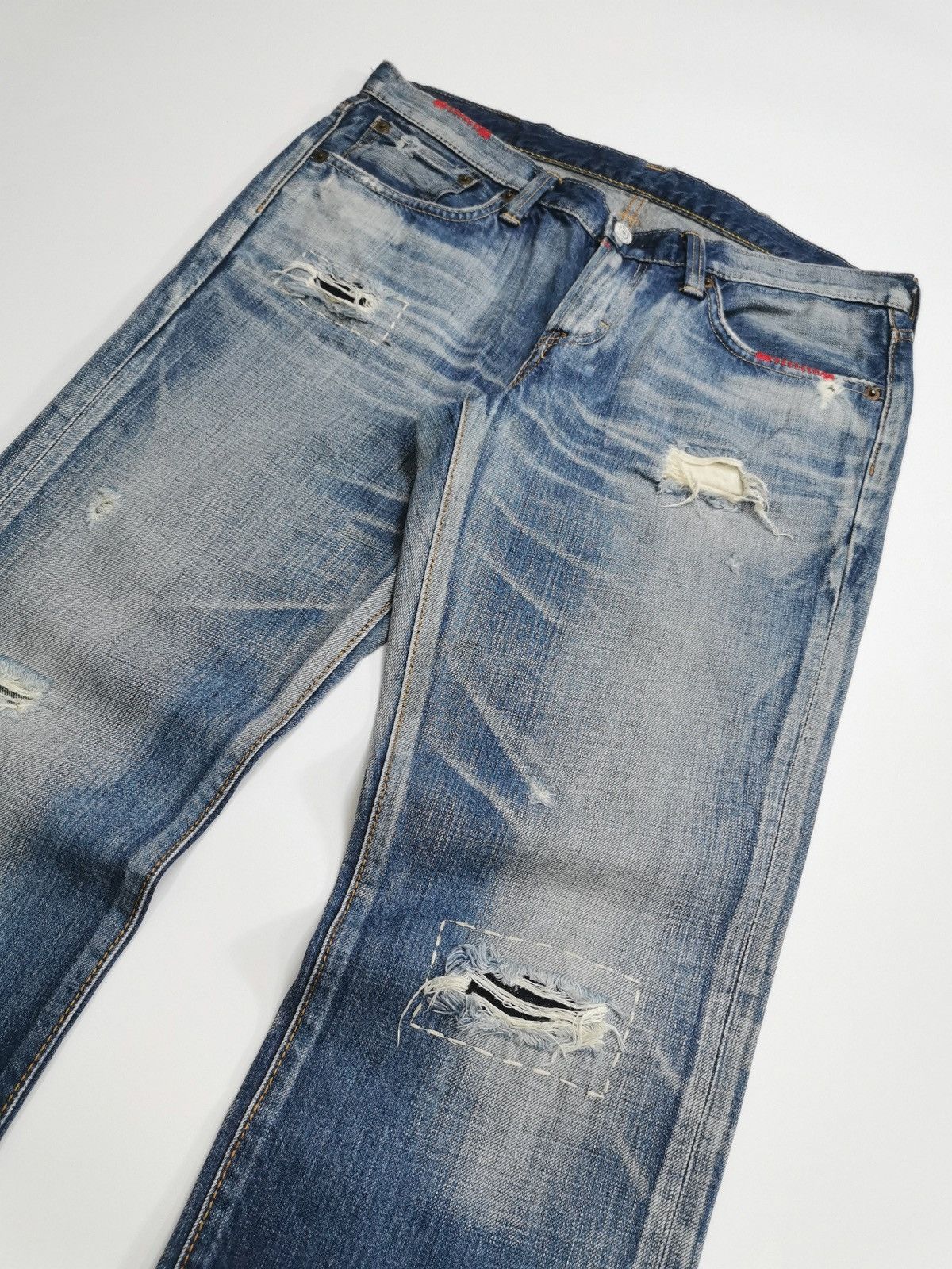 Edwin Edwin Rebel Vintage 503 Repaired Faded Denim Jeans Size US 32 / EU 48 - 4 Thumbnail