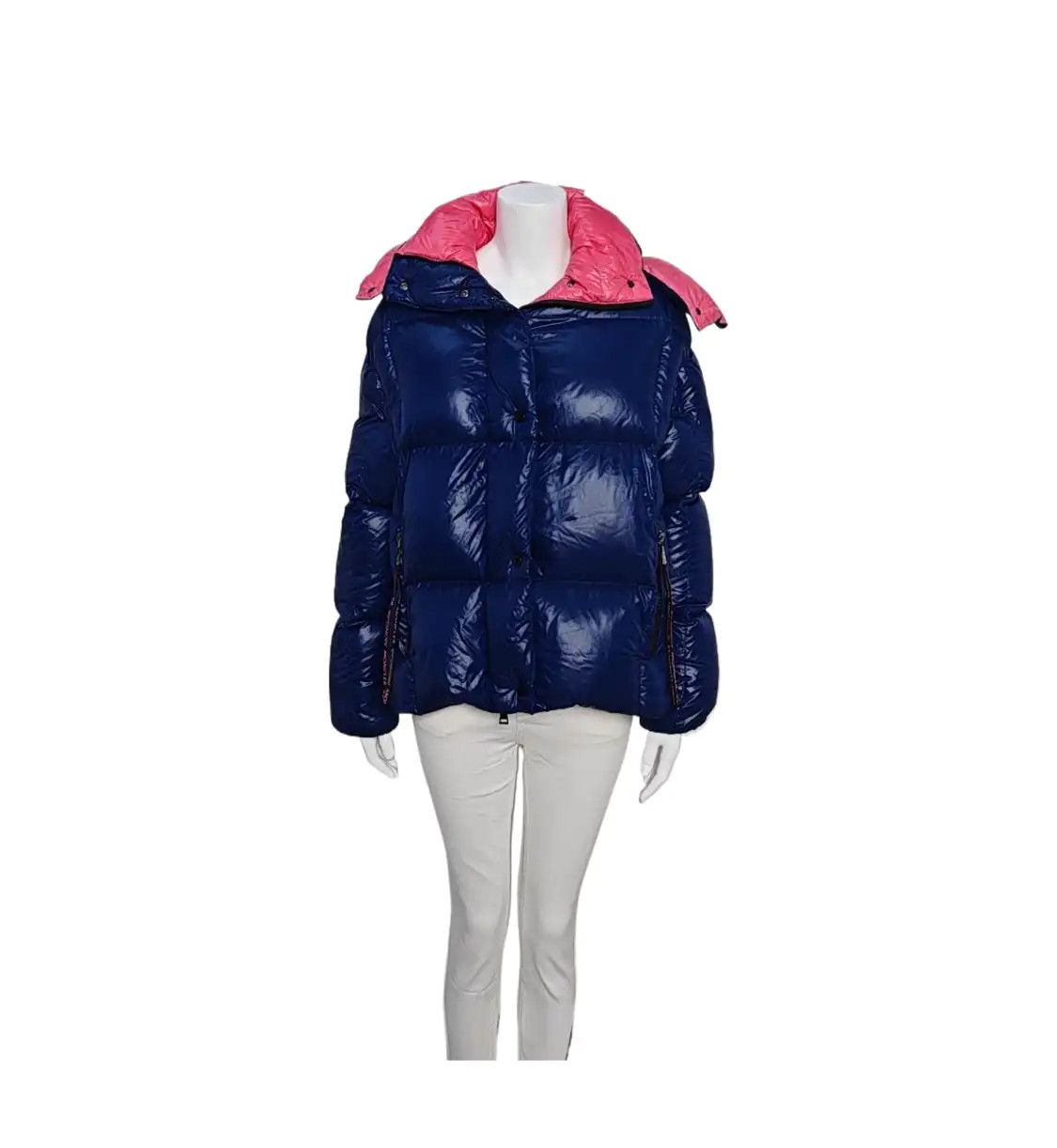 Moncler Xs Size Winter Navy Blue Nylon Women's Mid-Length Down Jacket, Women's