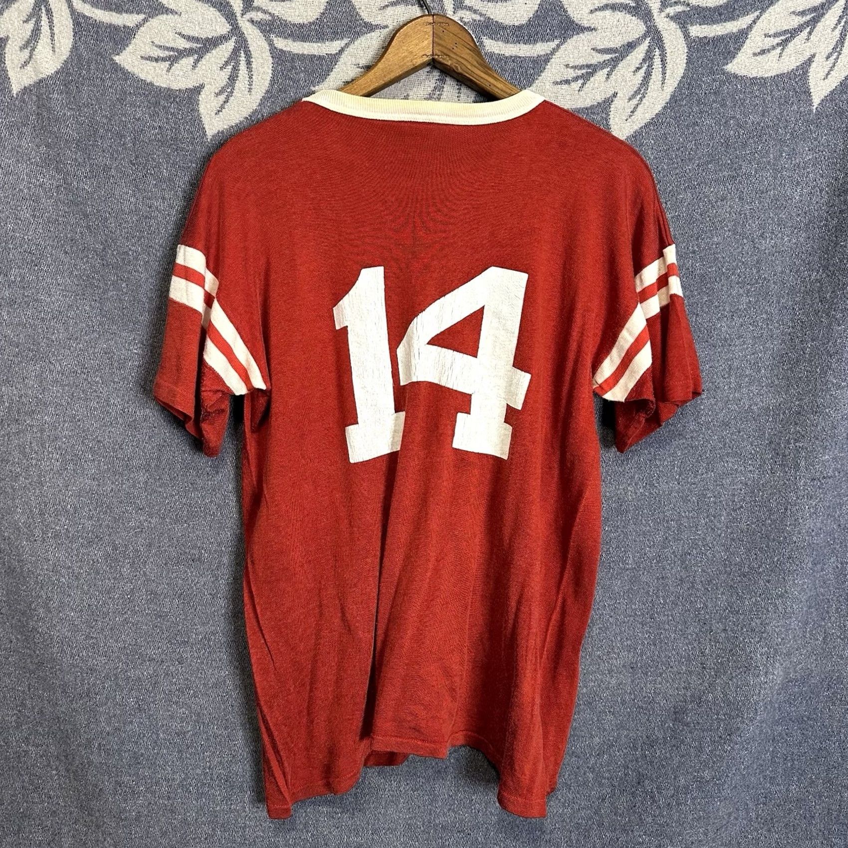 Mason's VINTAGE Mason Shirt Mens Large Red 60s Jersey T-Shirt USA Made Sportswear/Beach 1960s 14 W 14/14? Size US L / EU 52-54 / 3 - 5 Thumbnail