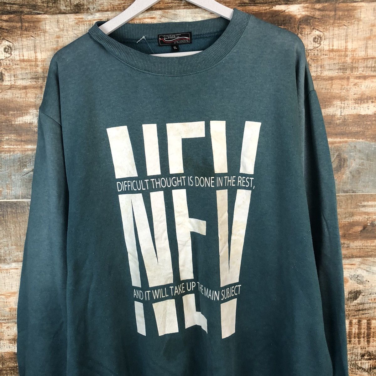 Japanese Brand Nev faded Green vintage Sweatshirt #A1507 Size US XXL / EU 58 / 5 - 5 Thumbnail