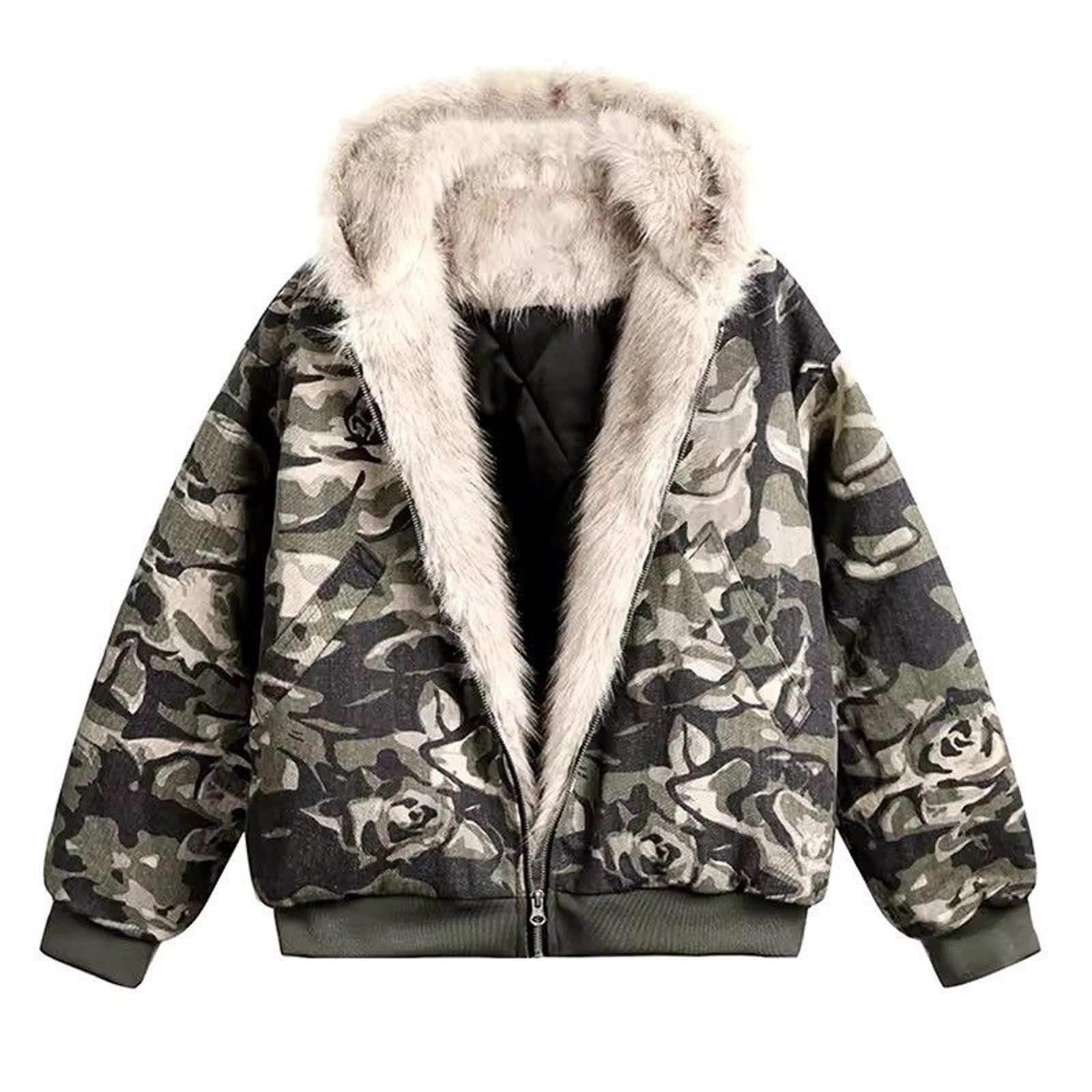 Japanese Brand Camo Zip-Up Hoodie with Faux Fur Lining Size US M / EU 48-50 / 2 - 2 Thumbnail